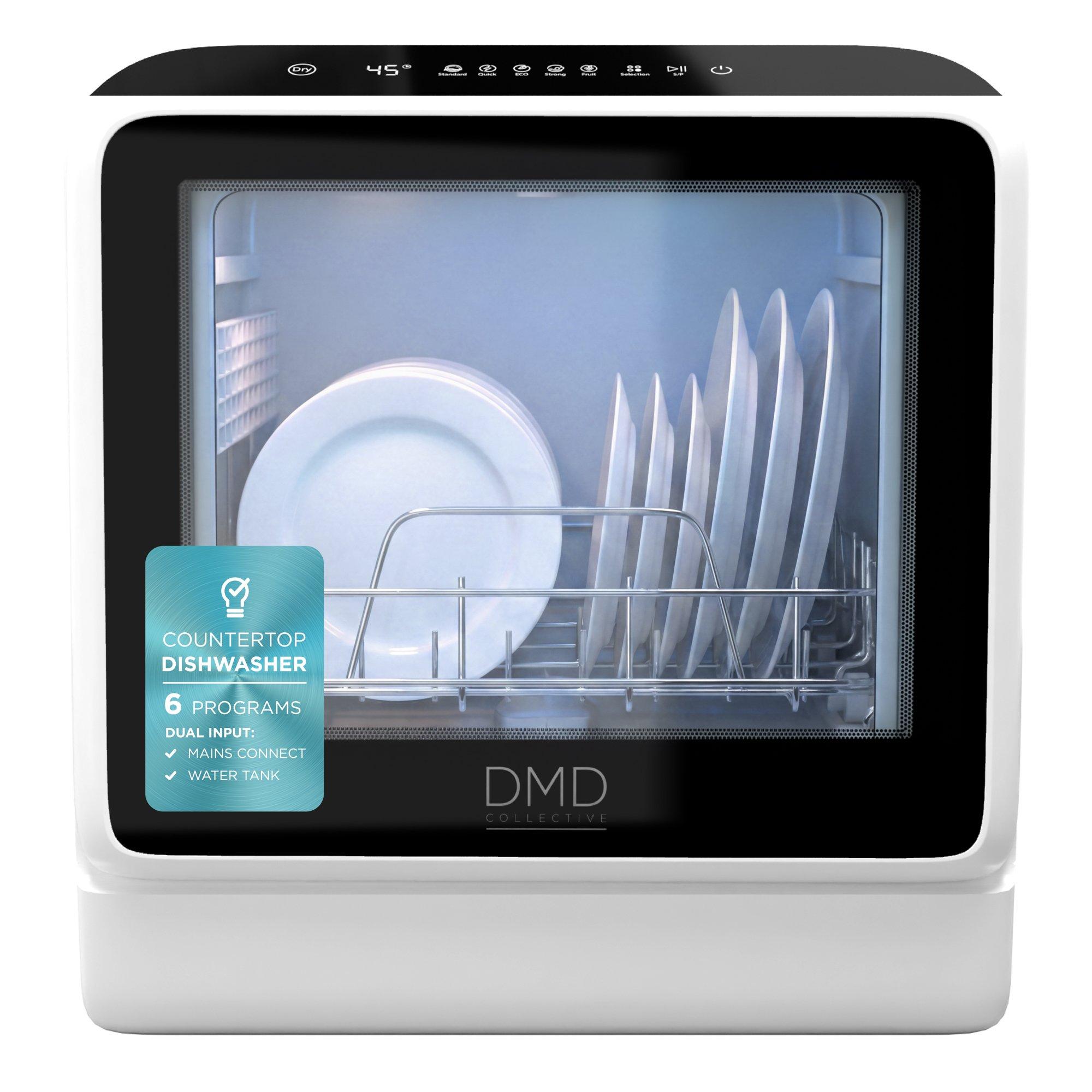 White - DMD Collective - Countertop Dishwasher with Water Tank - Compact - 1