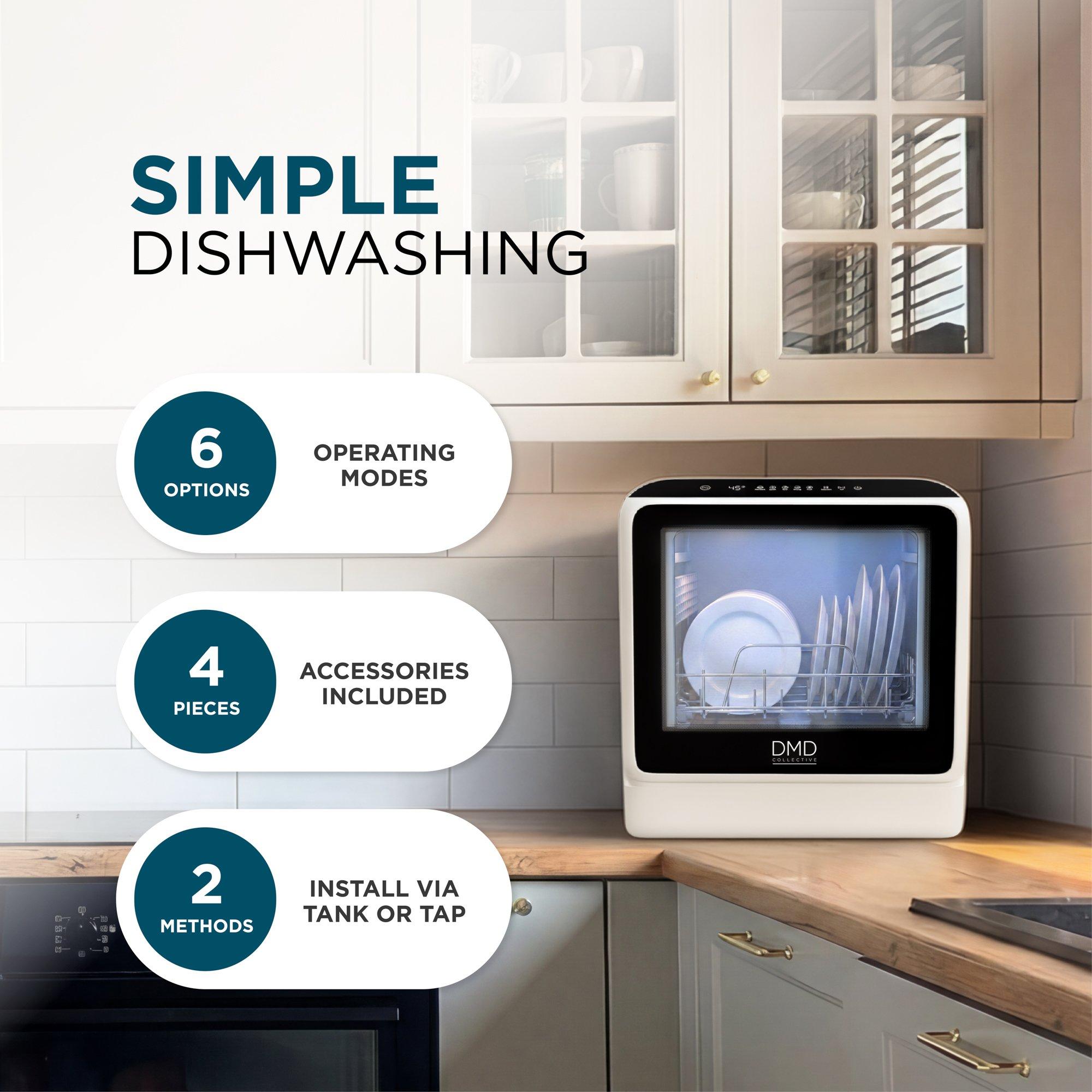 White - DMD Collective - Countertop Dishwasher with Water Tank - Compact - 3