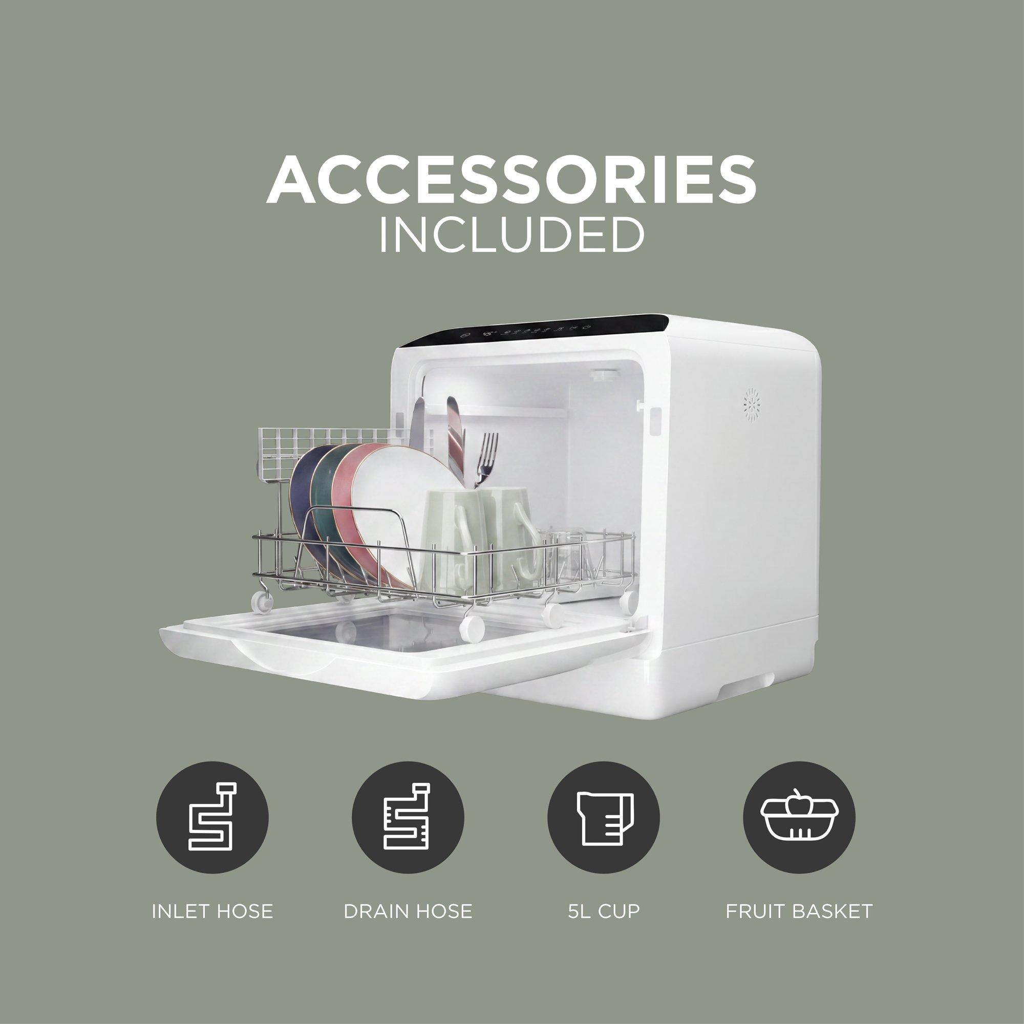 White - DMD Collective - Countertop Dishwasher with Water Tank - Compact - 4