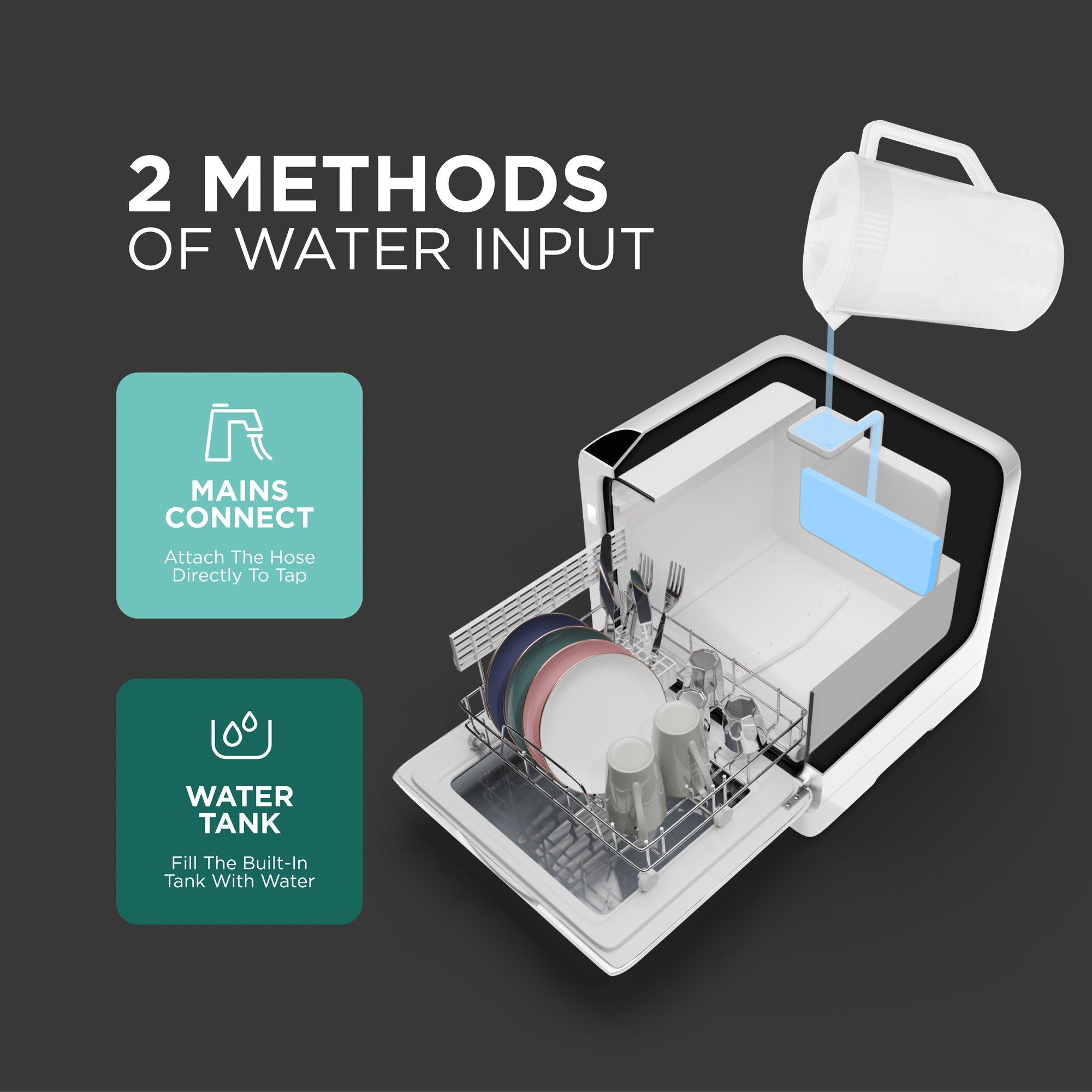 White - DMD Collective - Countertop Dishwasher with Water Tank - Compact - 6