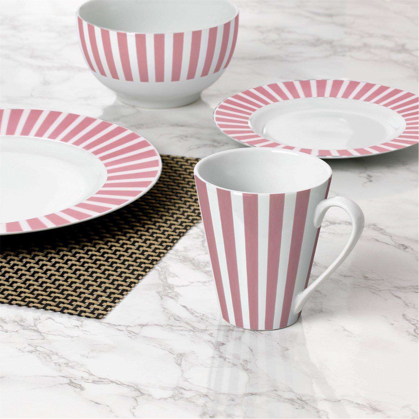 Pink & White - Waterside - 16pc Pink Stripe Dinner Set - 3
