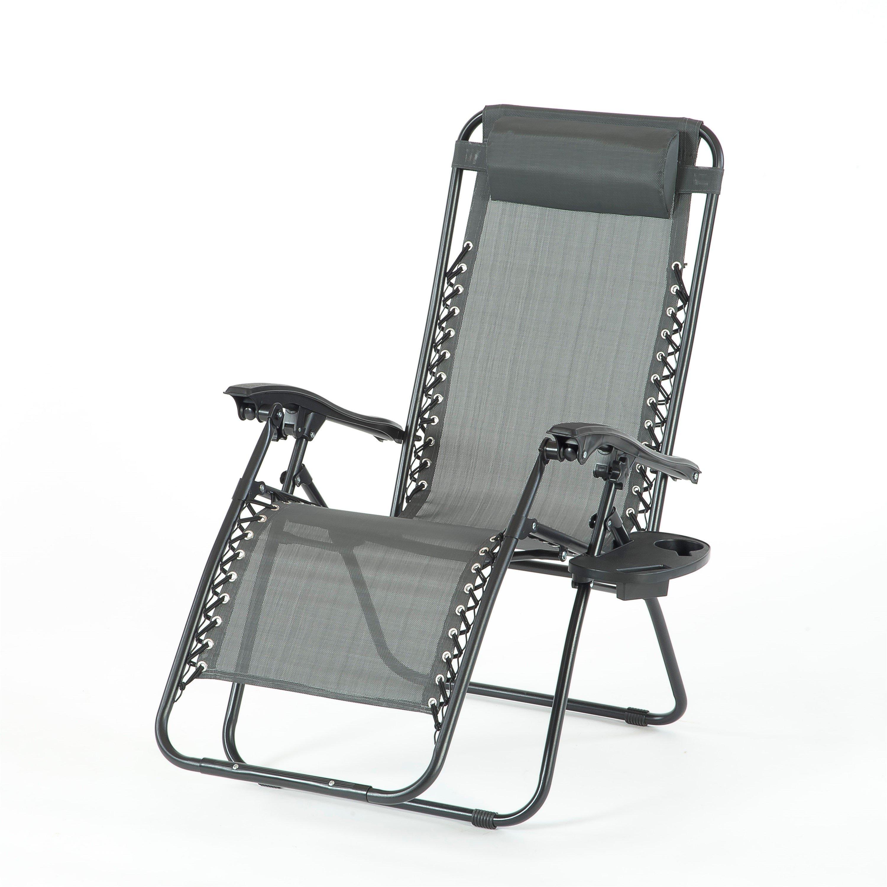 Charcoal - Suntime - Relaxer Lounger with Cup Holder - 1