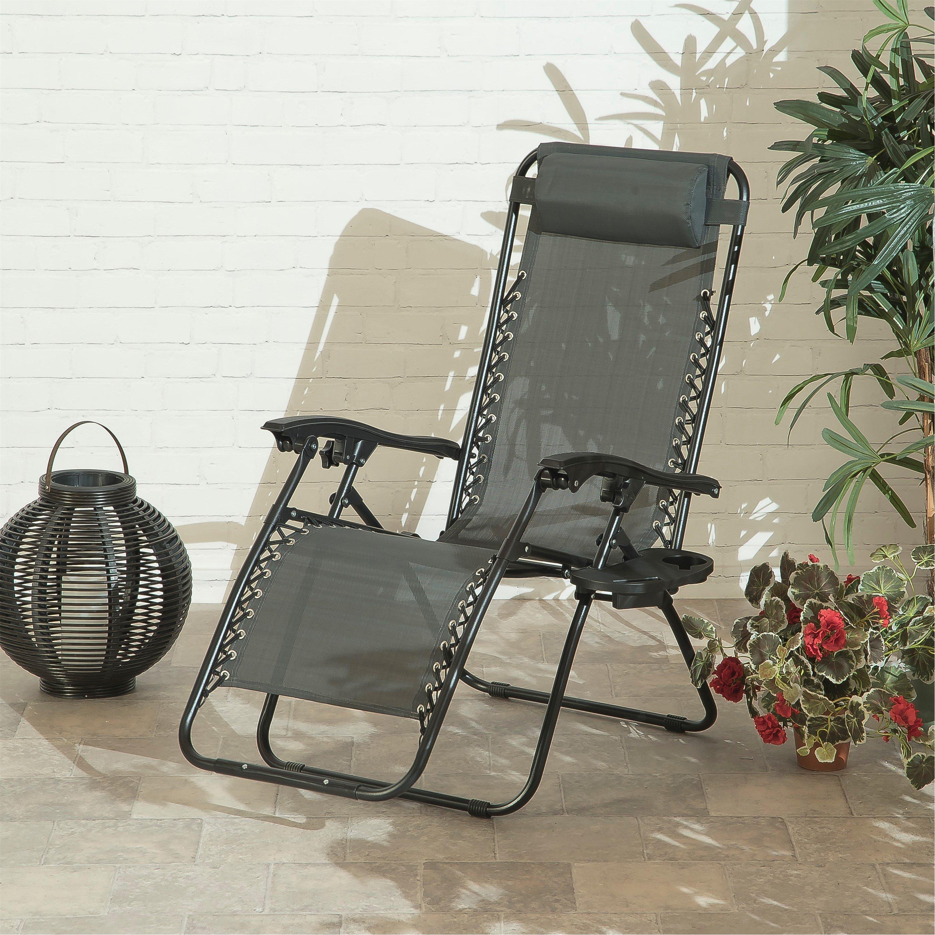 Charcoal - Suntime - Relaxer Lounger with Cup Holder - 5
