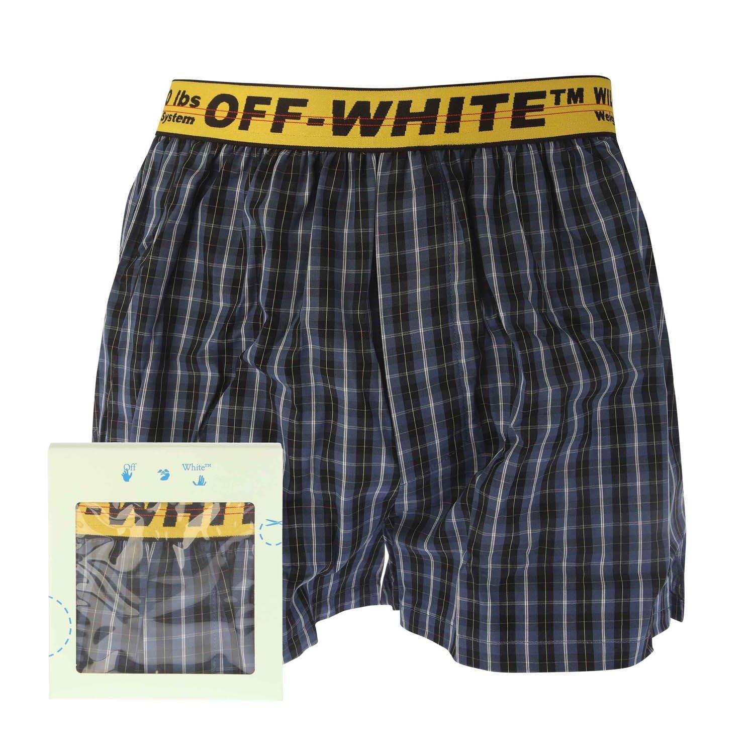 Blue - Off White - Classic Industrial Checked Boxers - 1