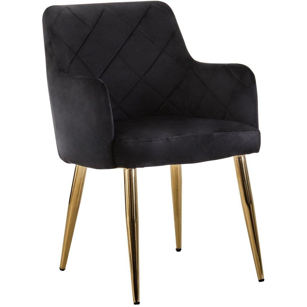 Black - Interiors by Premier - Tamzin Black Velvet Angular Dining Chair - 2