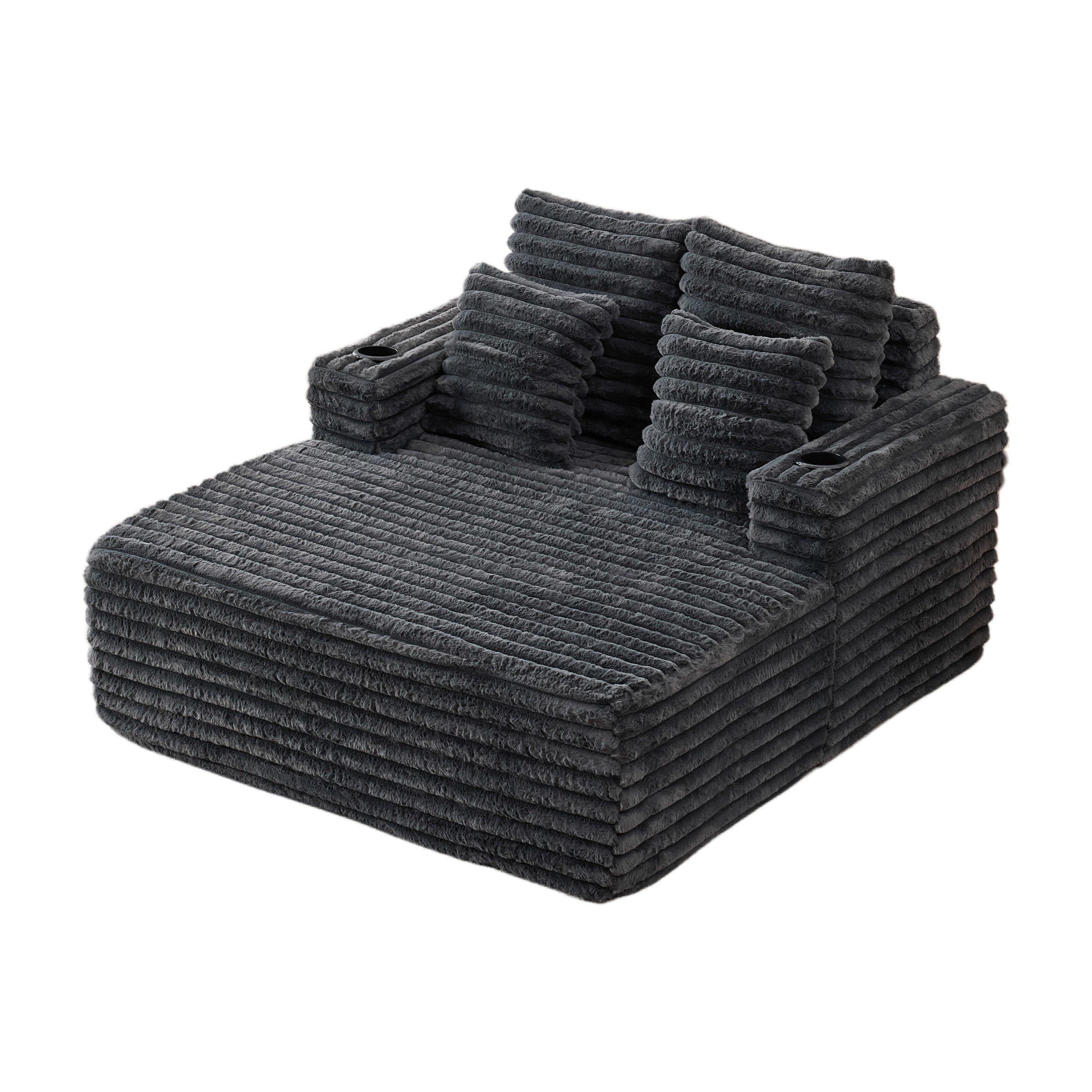 Dawn Grey - Urban Meuble - Faux Fur Convertible Sleeper Chaise Lounge - 11