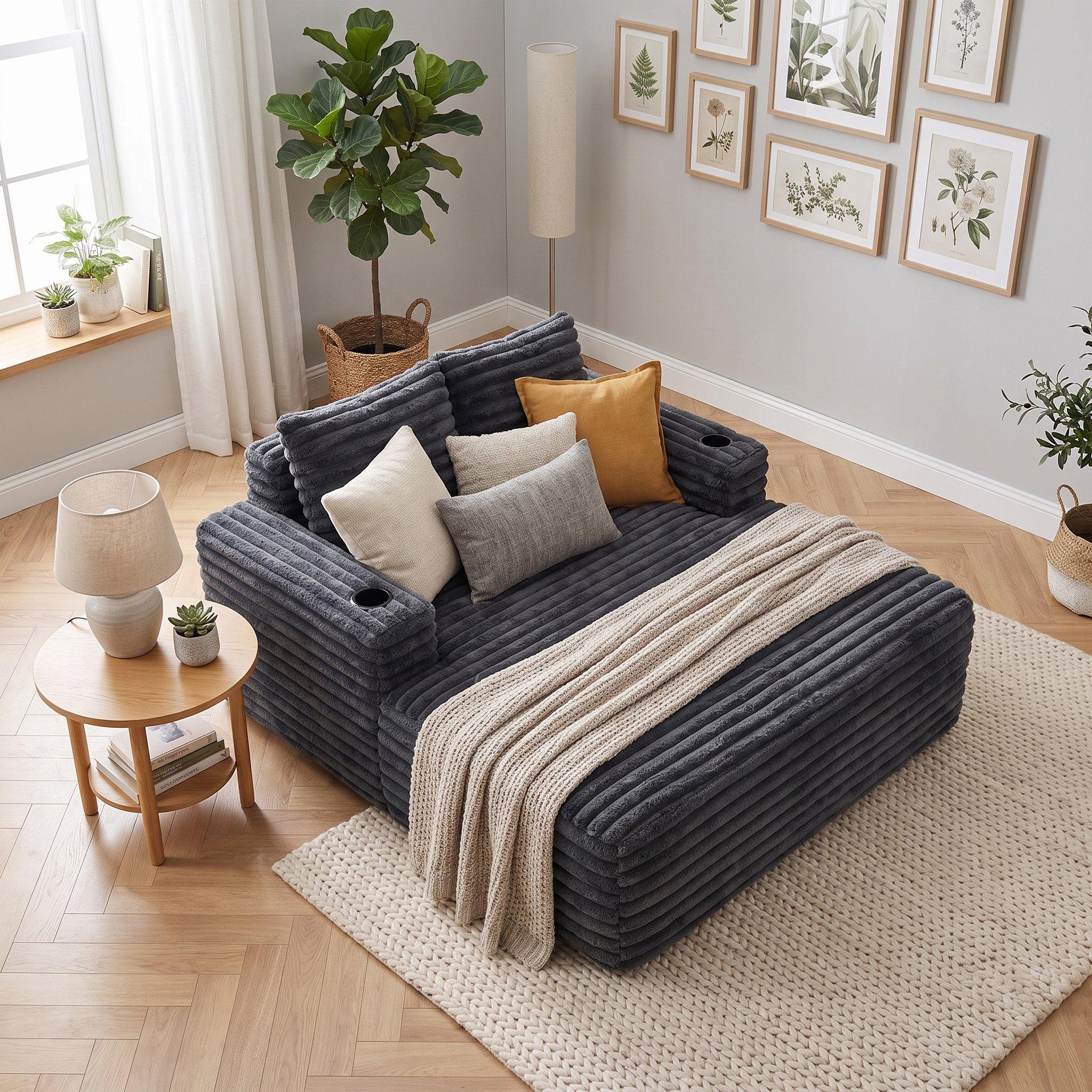 Dawn Grey - Urban Meuble - Faux Fur Convertible Sleeper Chaise Lounge - 4