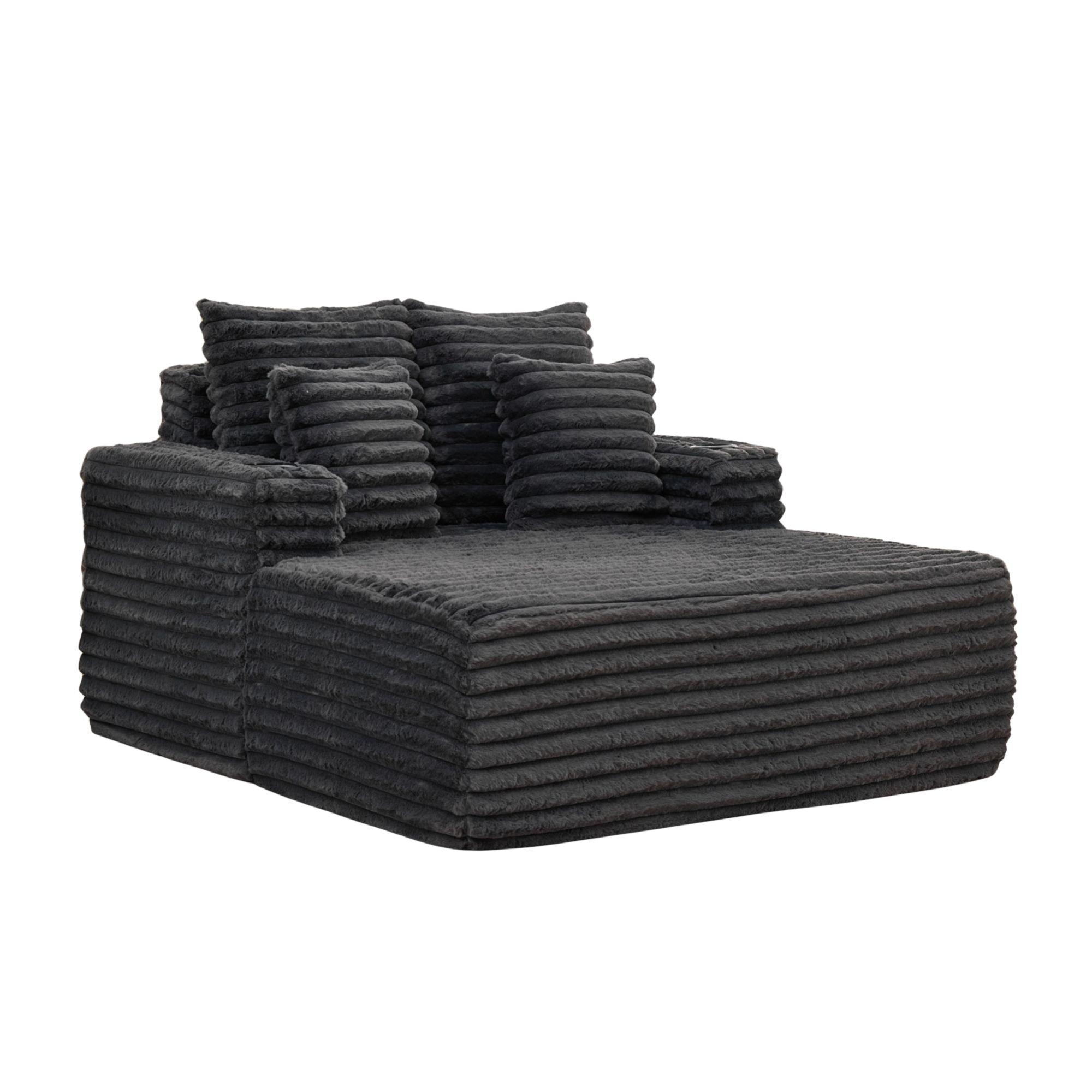 Dawn Grey - Urban Meuble - Faux Fur Convertible Sleeper Chaise Lounge - 5