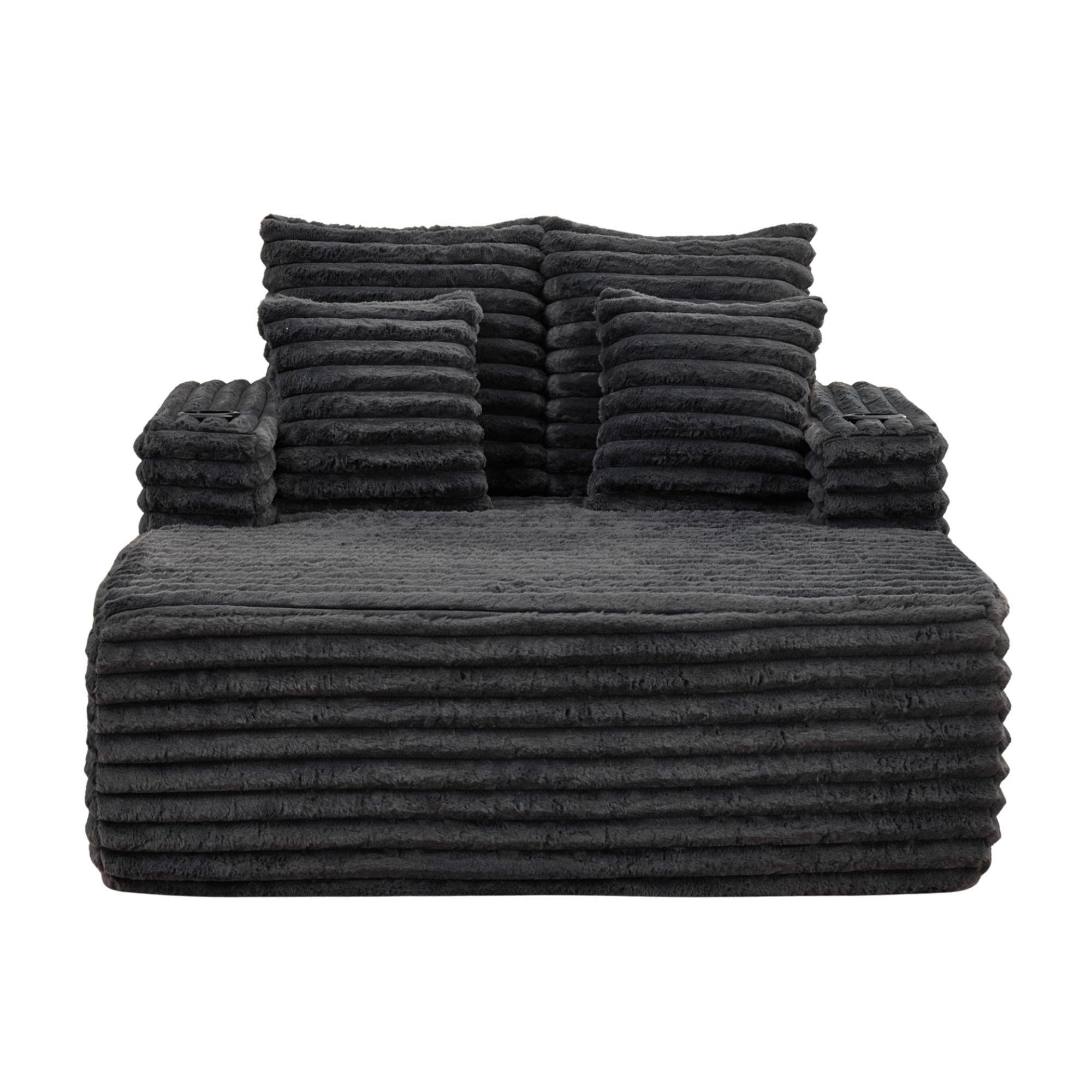 Dawn Grey - Urban Meuble - Faux Fur Convertible Sleeper Chaise Lounge - 7
