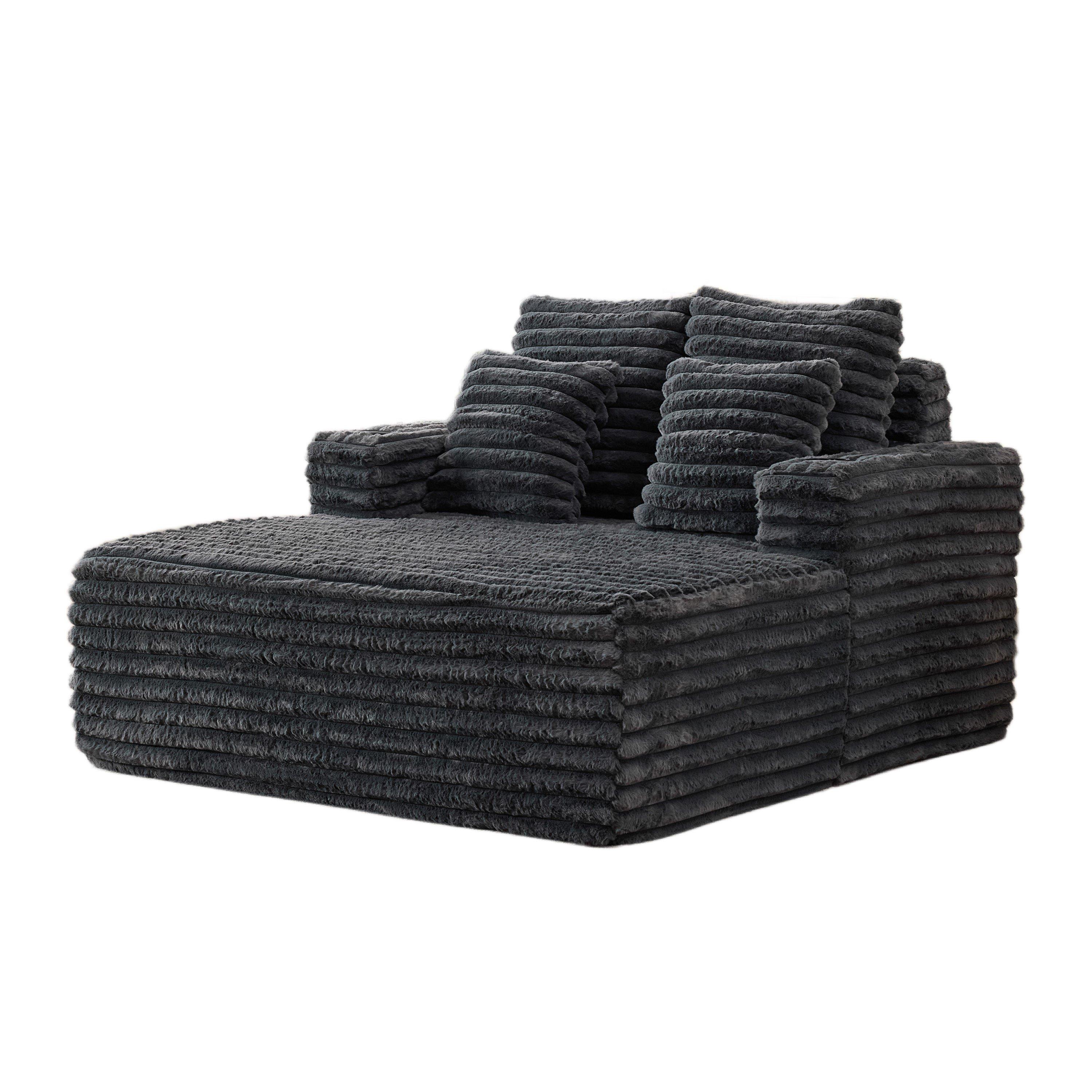Dawn Grey - Urban Meuble - Faux Fur Convertible Sleeper Chaise Lounge - 8