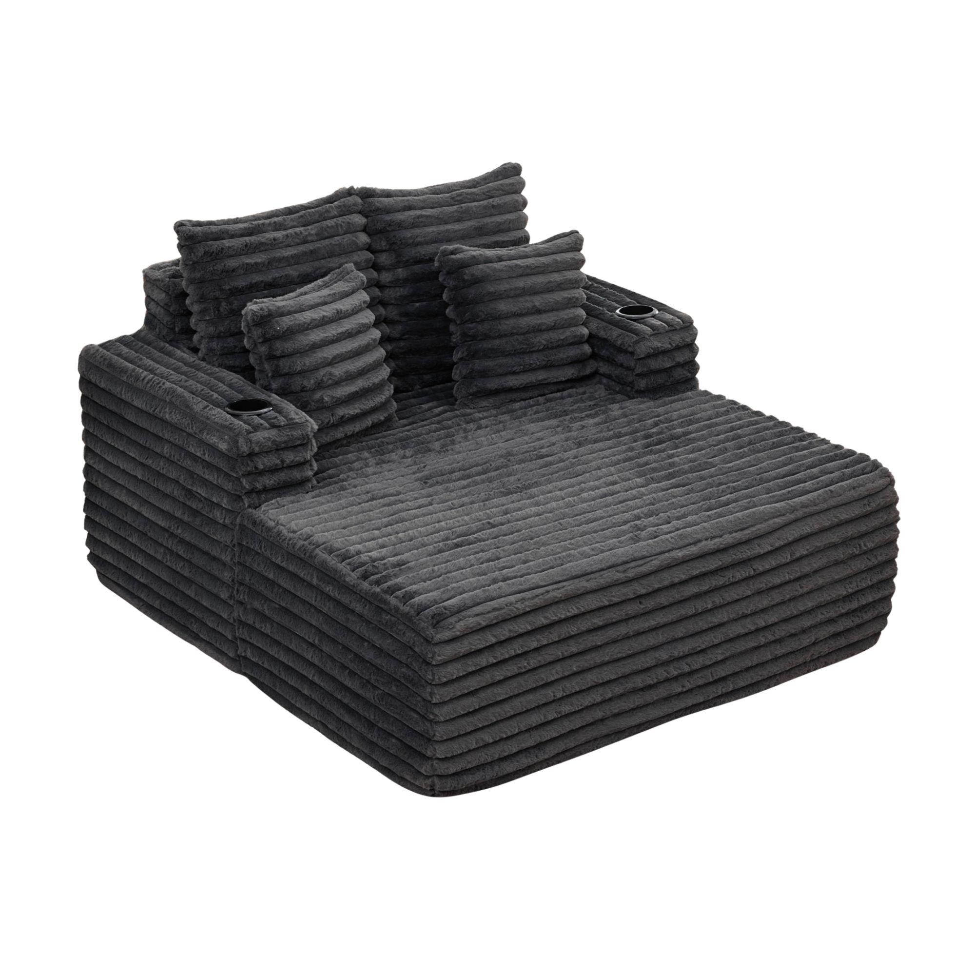 Dawn Grey - Urban Meuble - Faux Fur Convertible Sleeper Chaise Lounge - 9