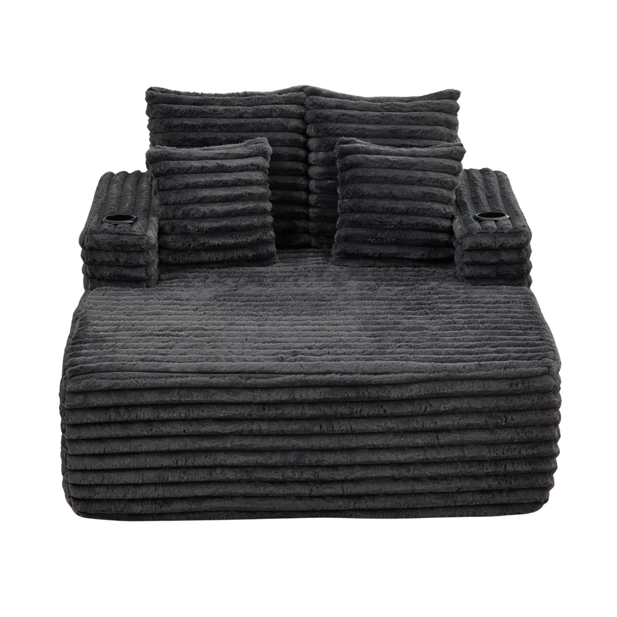 Dawn Grey - Urban Meuble - Faux Fur Convertible Sleeper Chaise Lounge - 10