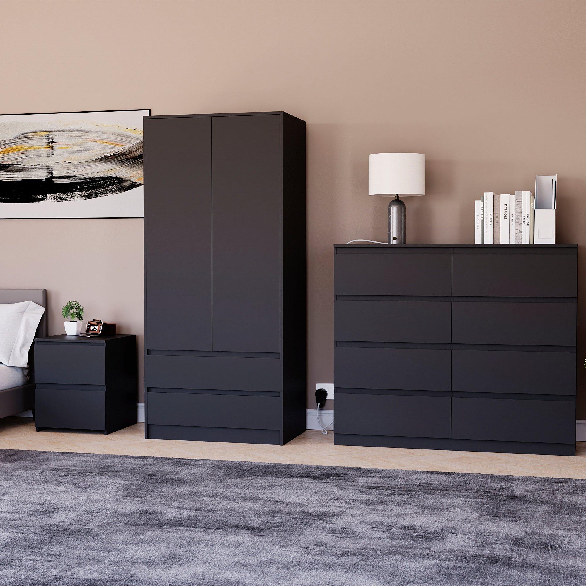 Black - Lassic - Vida Designs 3 Piece Denver Bedroom Set 5 - 1