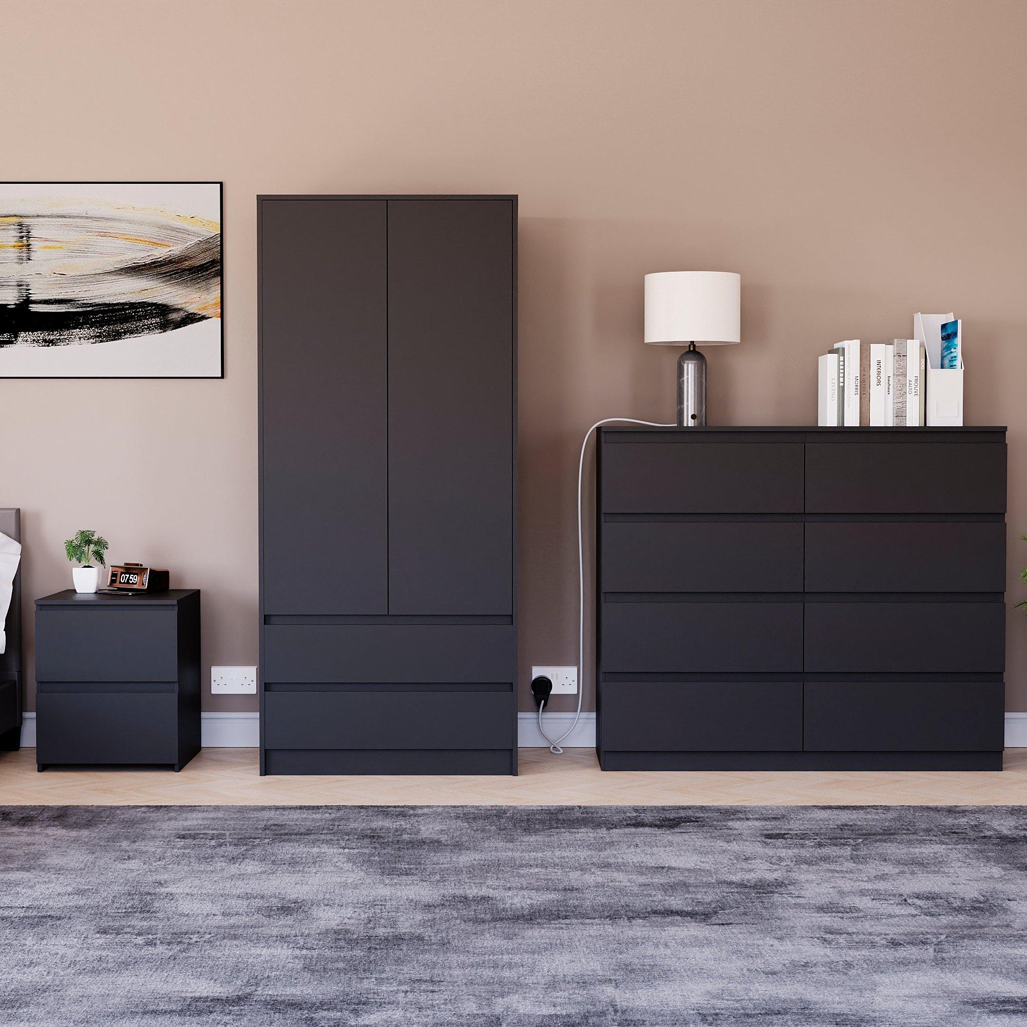 Black - Lassic - Vida Designs 3 Piece Denver Bedroom Set 5 - 2