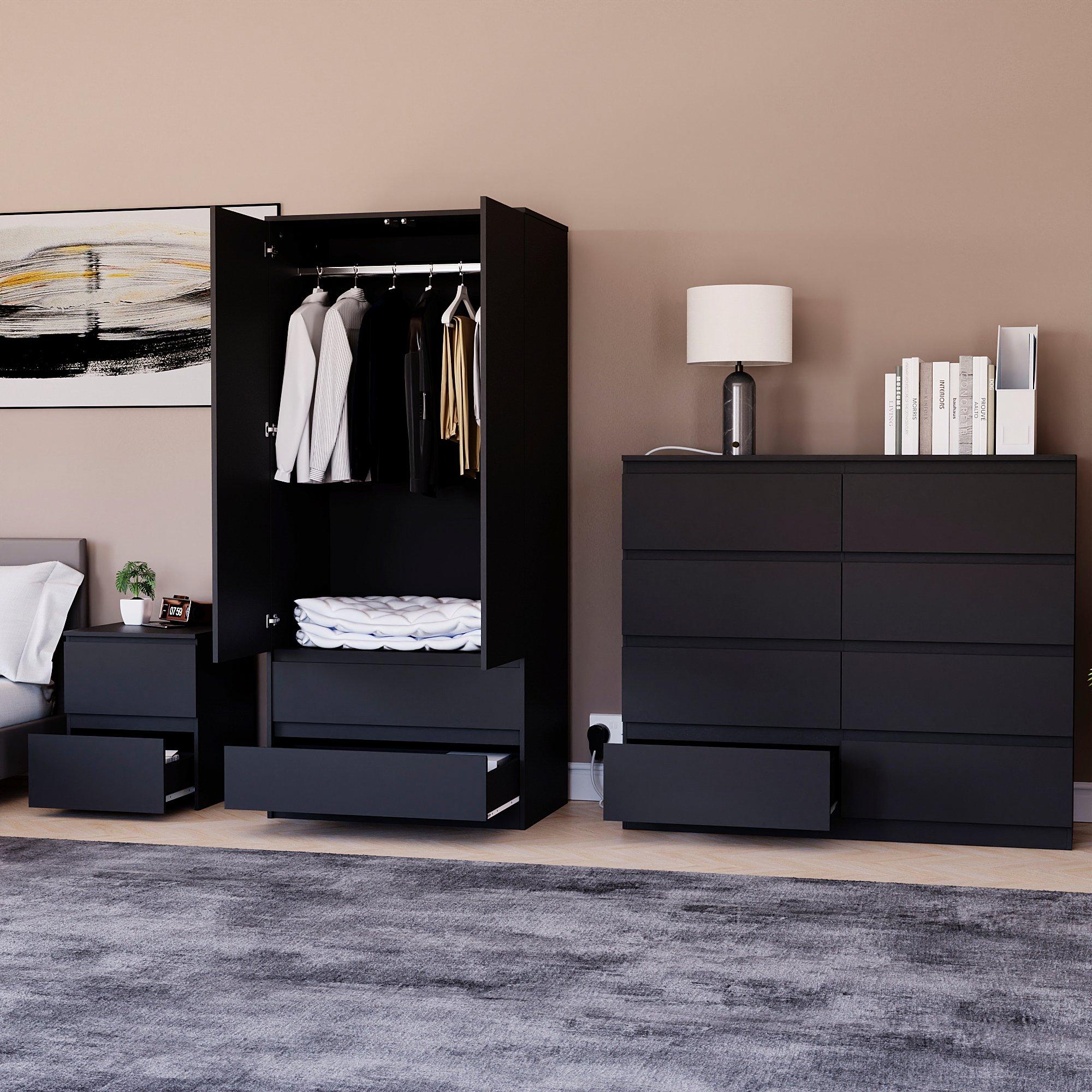 Black - Lassic - Vida Designs 3 Piece Denver Bedroom Set 5 - 3