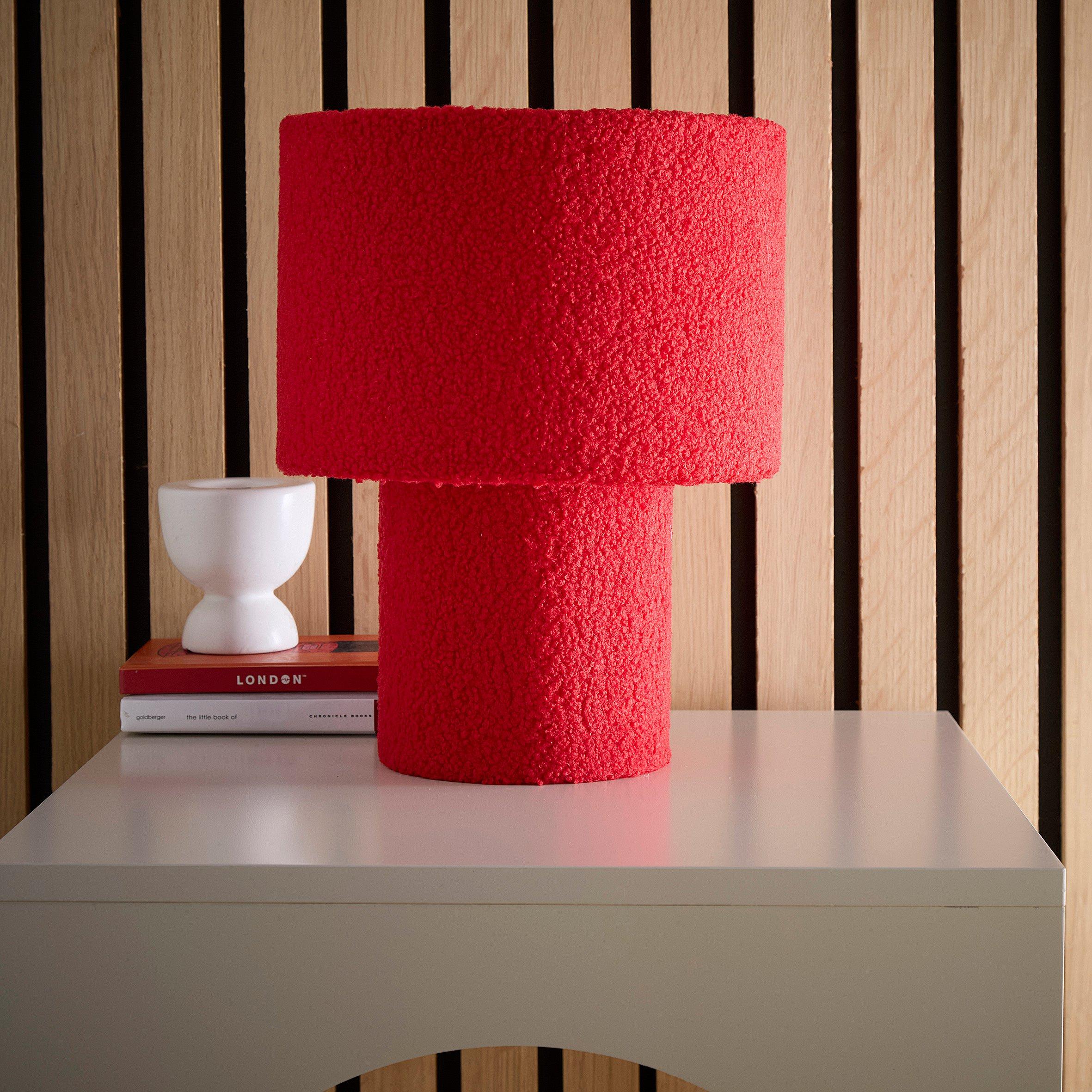 Red - K Living - Osaka Red Teddy Velvet Table Lamp - 1