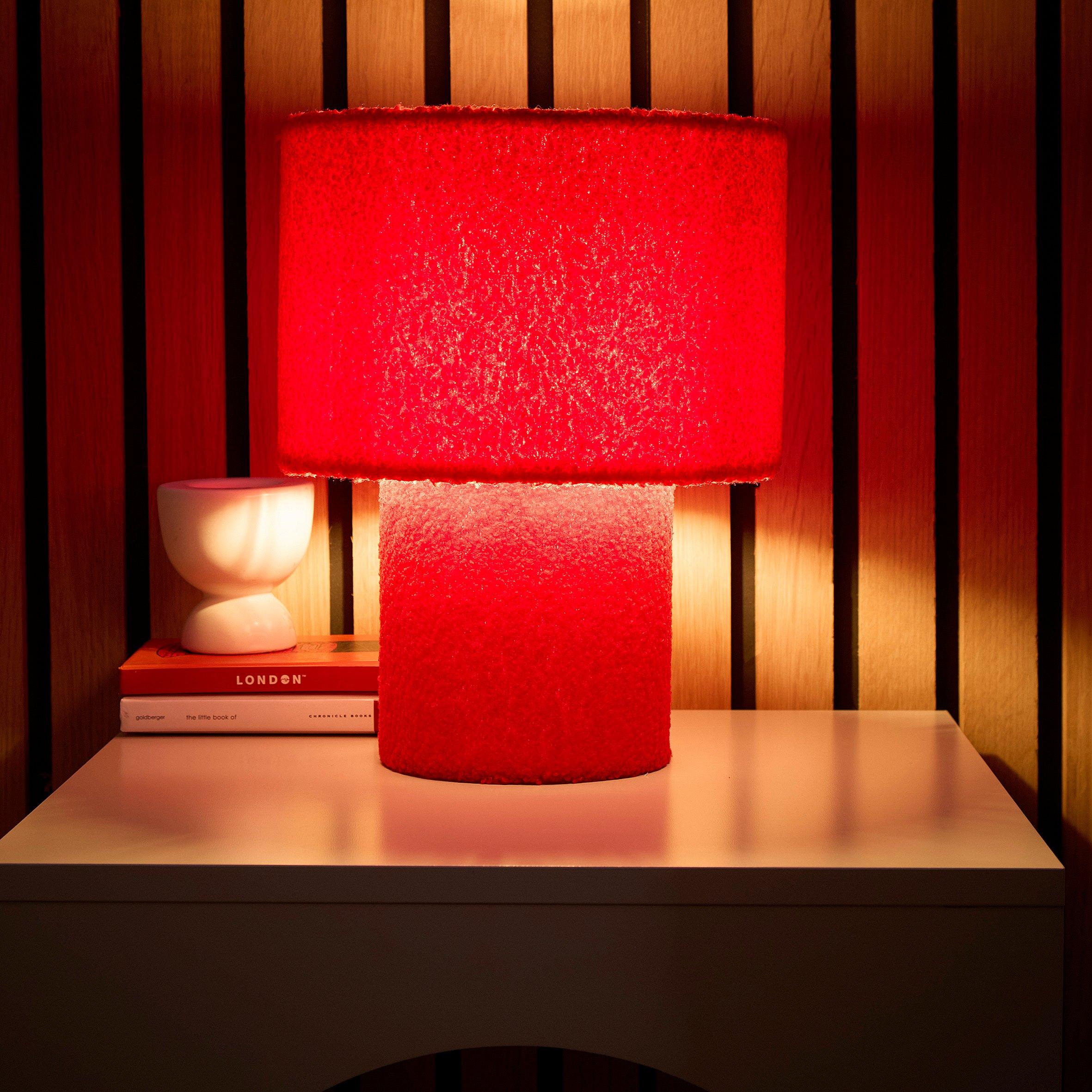 Red - K Living - Osaka Red Teddy Velvet Table Lamp - 2