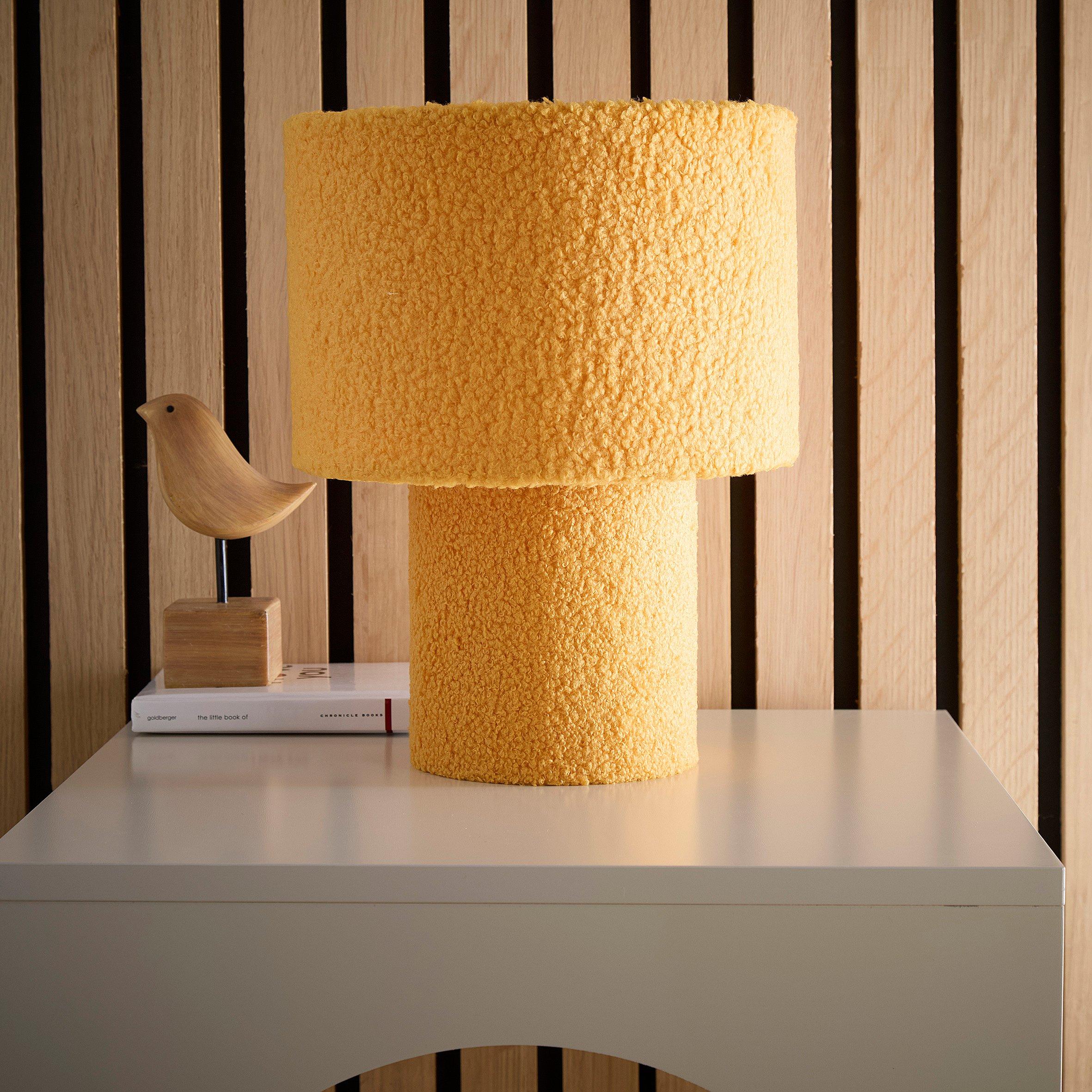 Yellow - K Living - Osaka Yellow Teddy Velvet Table Lamp - 1