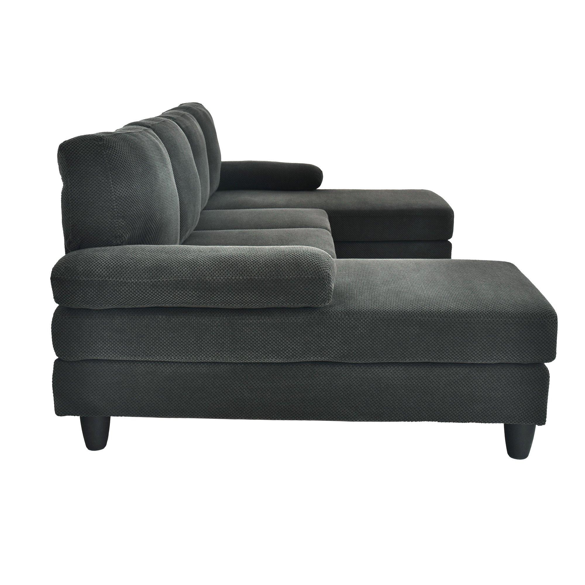 Dark Gray - Urban Meuble - U-Shaped Dual Chaise Sectional Sofa - 11
