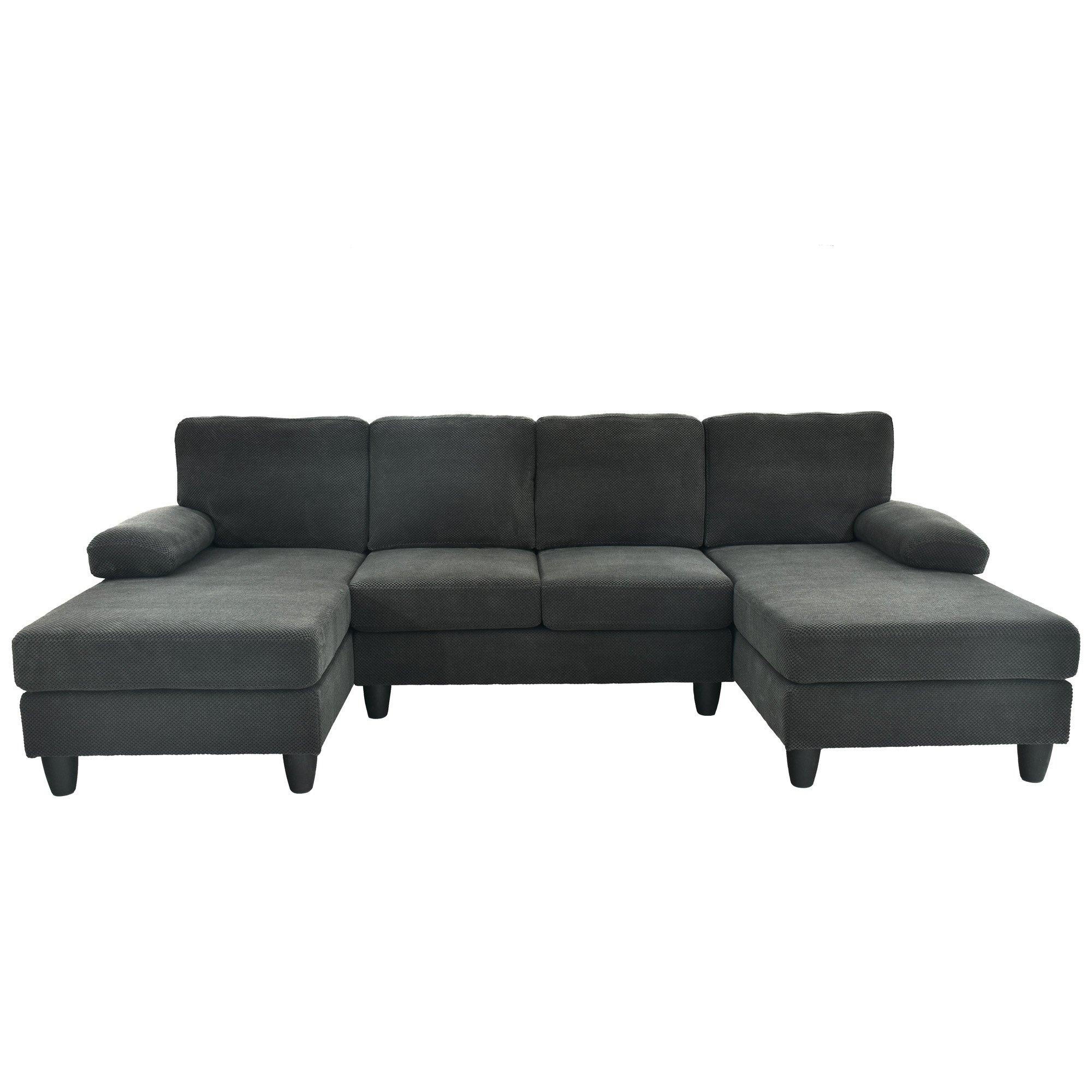 Dark Gray - Urban Meuble - U-Shaped Dual Chaise Sectional Sofa - 5