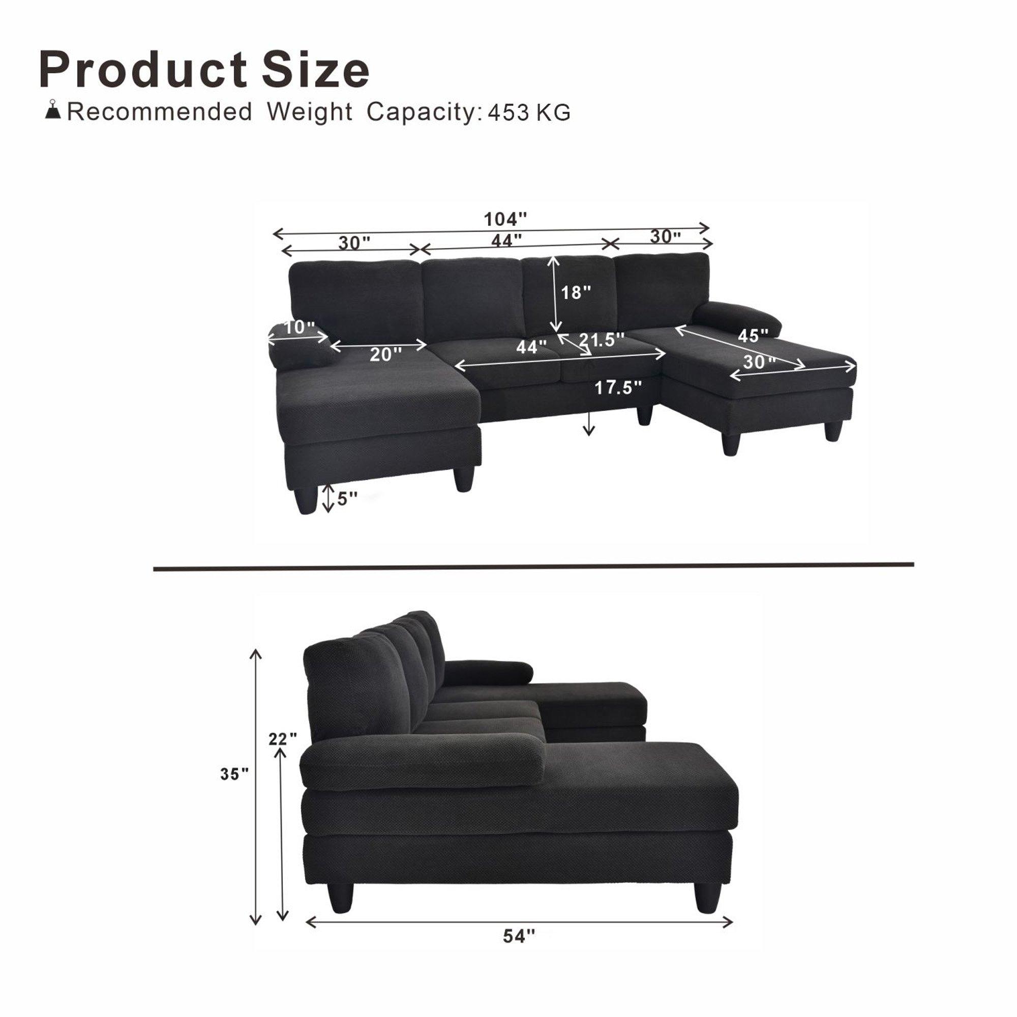 Dark Gray - Urban Meuble - U-Shaped Dual Chaise Sectional Sofa - 6