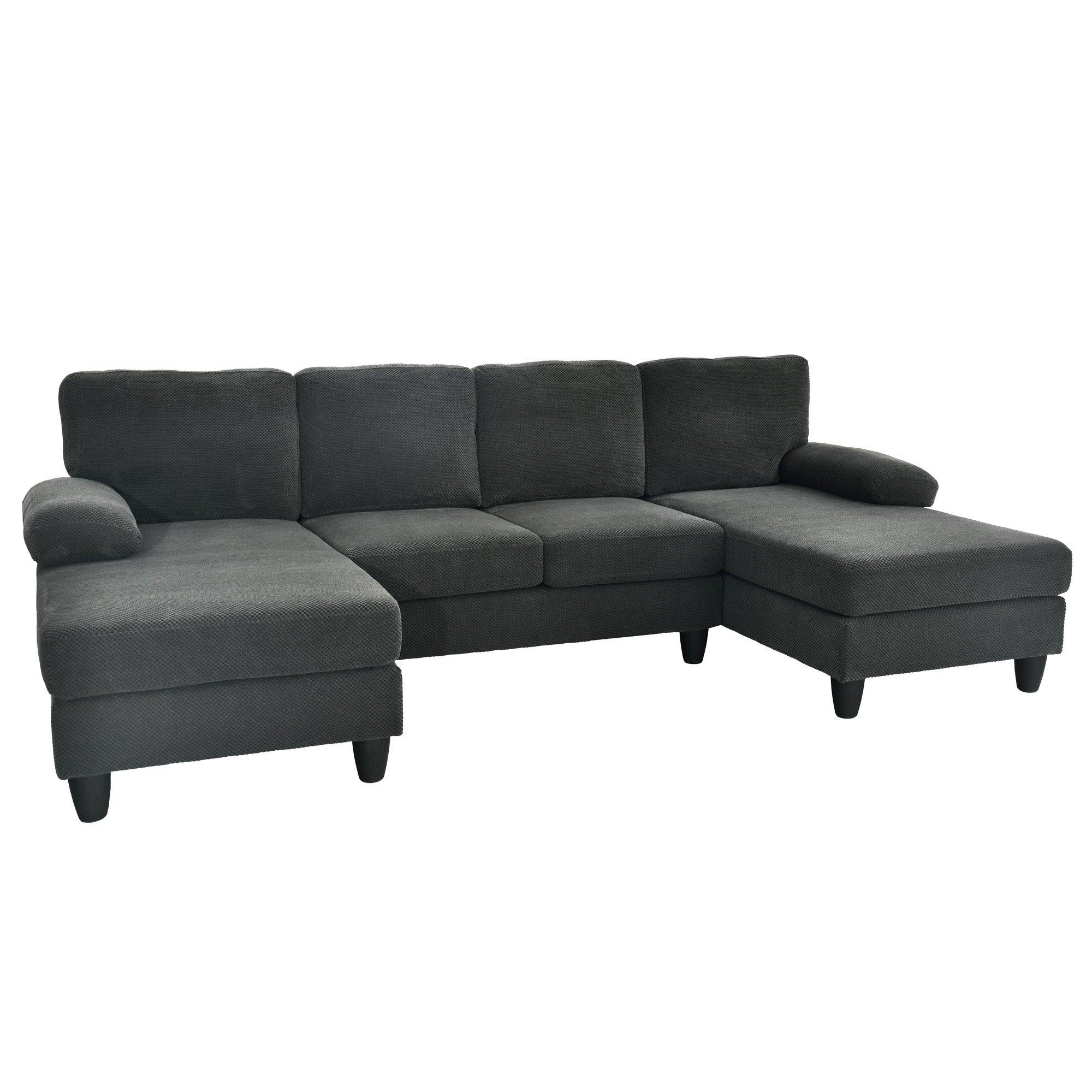 Dark Gray - Urban Meuble - U-Shaped Dual Chaise Sectional Sofa - 9