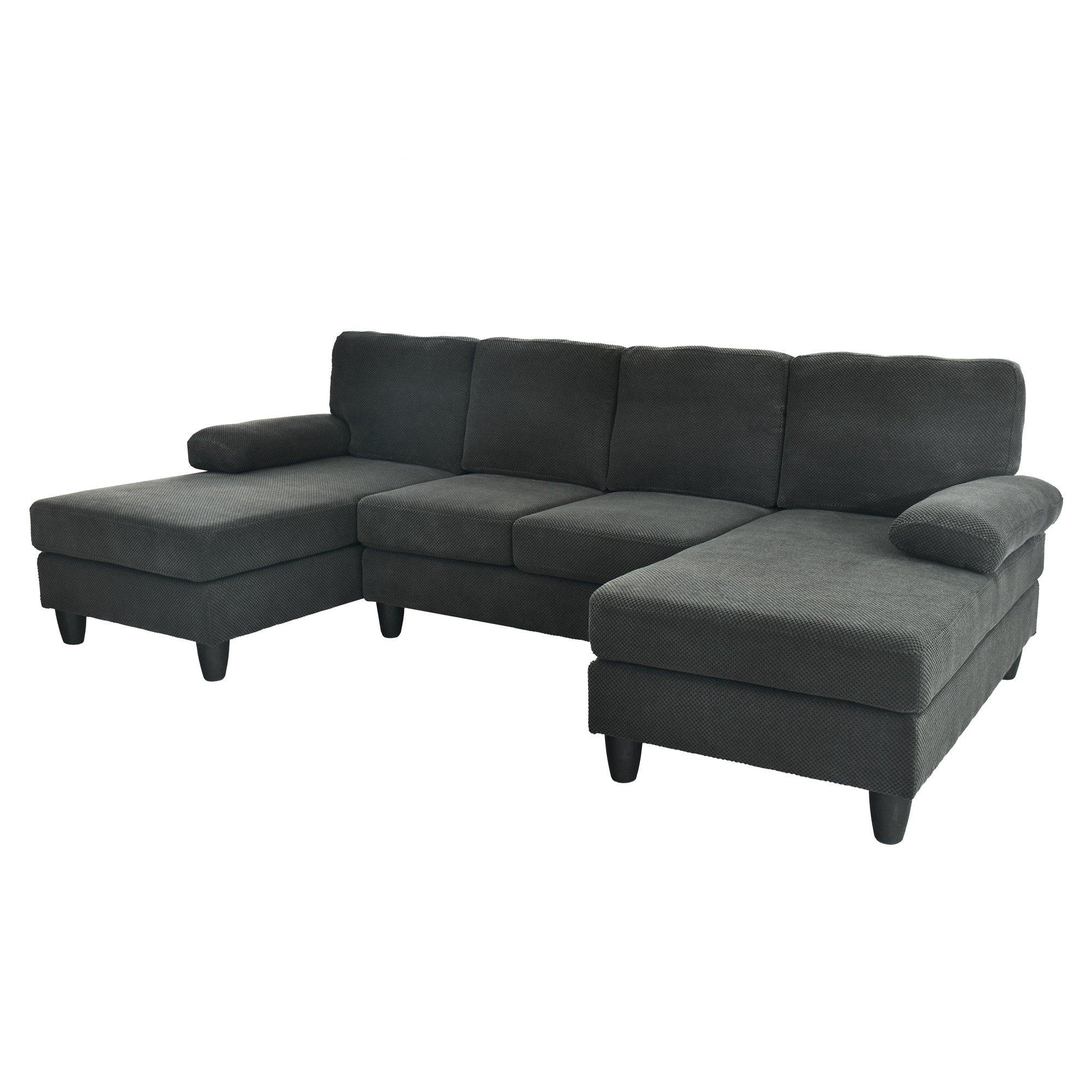 Dark Gray - Urban Meuble - U-Shaped Dual Chaise Sectional Sofa - 10