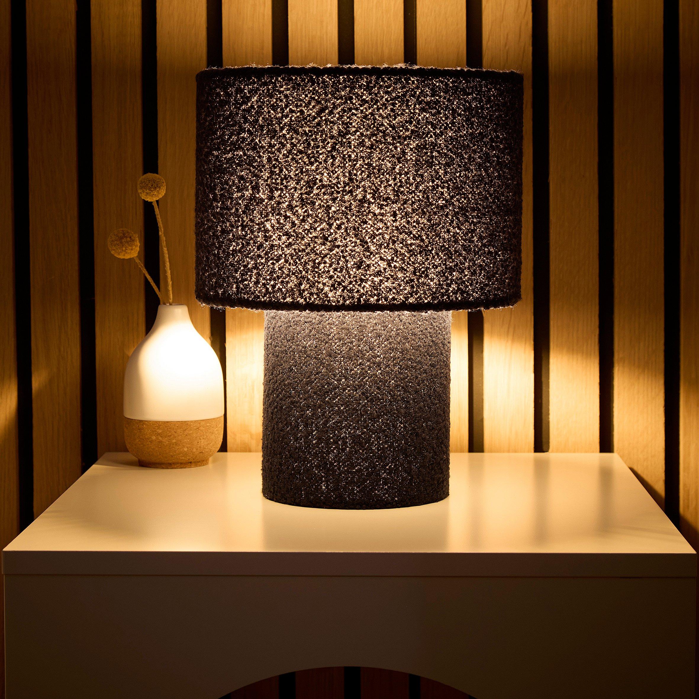 Navy - K Living - Osaka Navy Teddy Velvet Table Lamp - 2