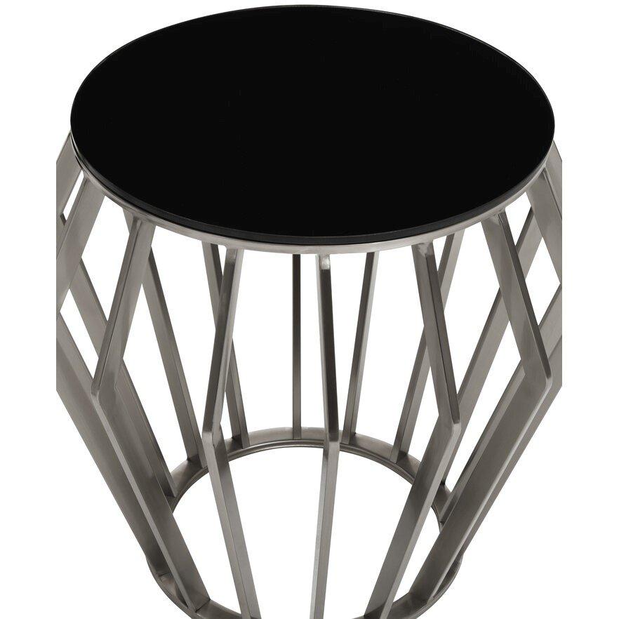 Silver - Interiors by Premier - Ackley Silver Round Table with Black Glass - 3