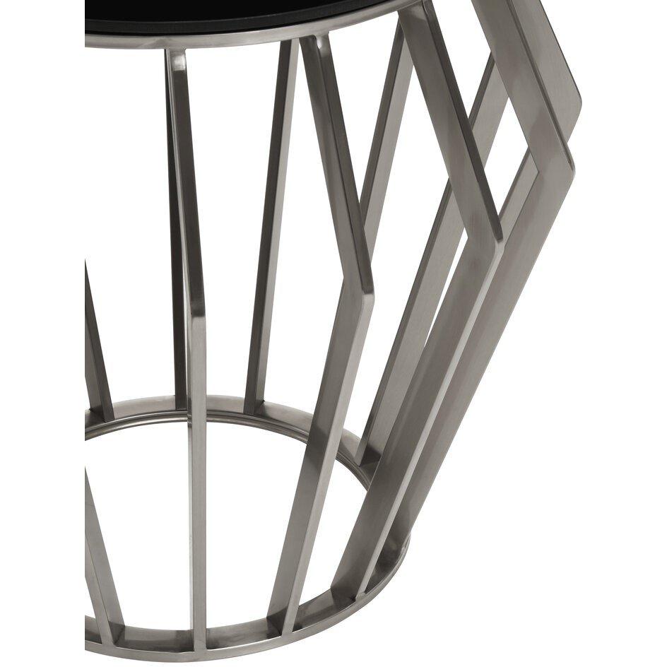 Silver - Interiors by Premier - Ackley Silver Round Table with Black Glass - 4
