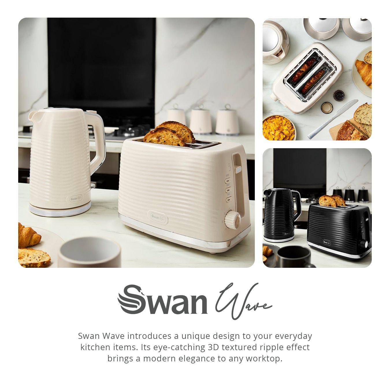 Cream - Swan - Wave 2 Slice Toaster Cream with Chrome Trim - 5