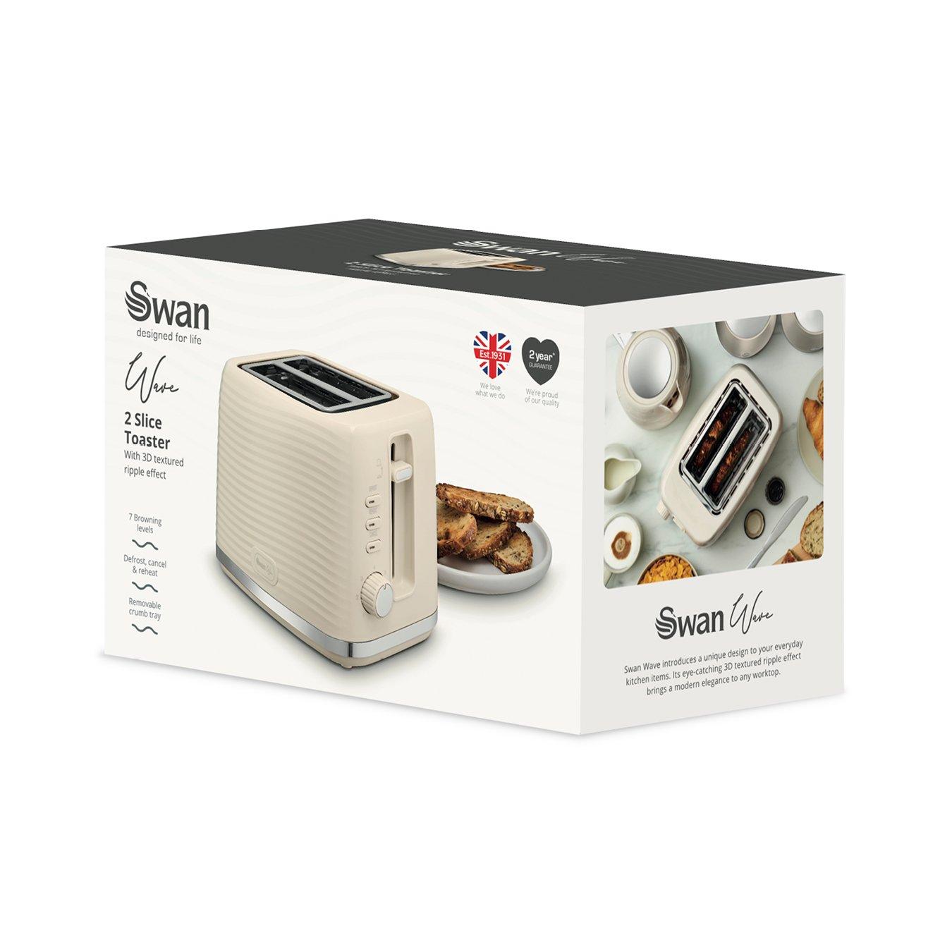 Cream - Swan - Wave 2 Slice Toaster Cream with Chrome Trim - 8