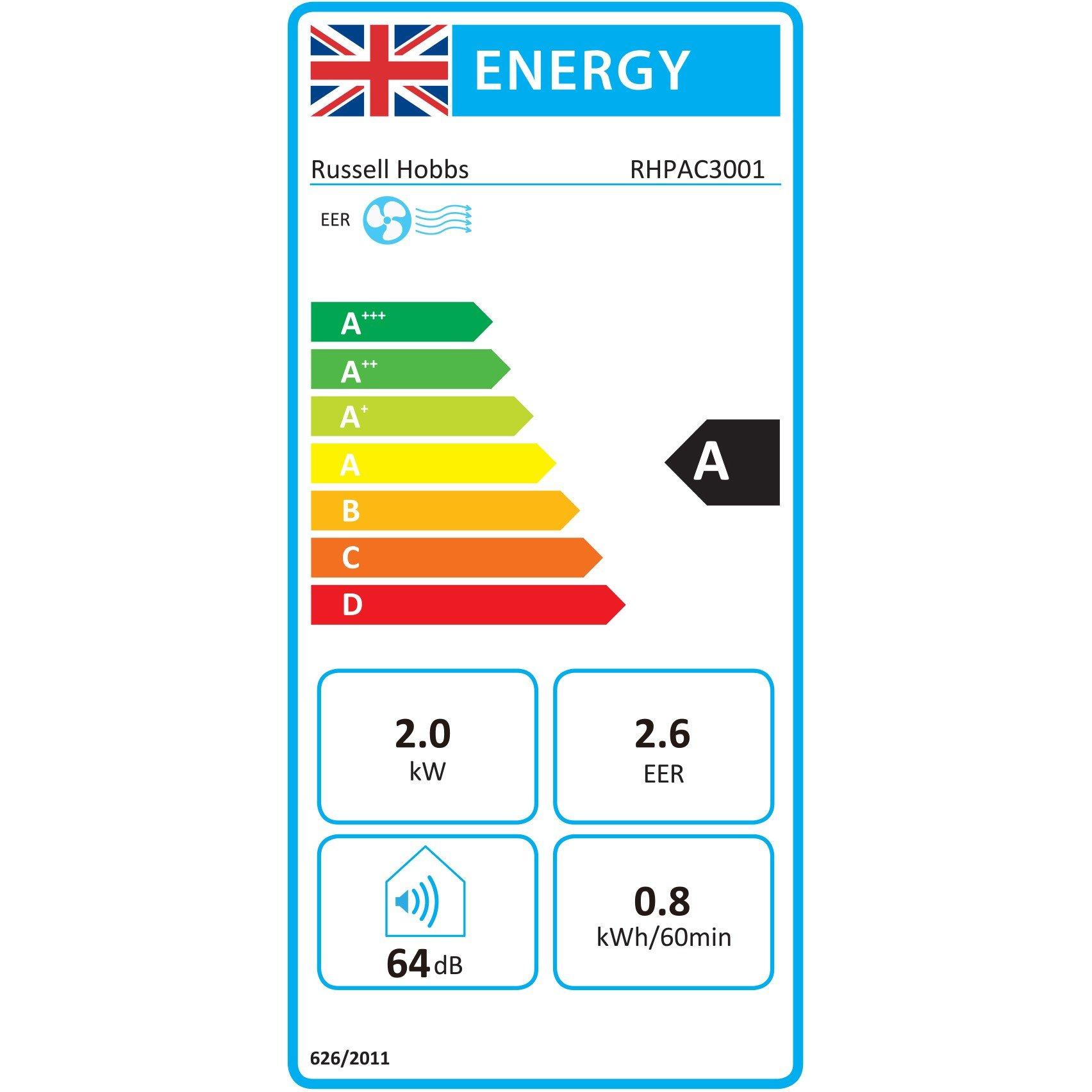 White - Russell Hobbs - RHPAC3001 Portable Air Conditioner - 11