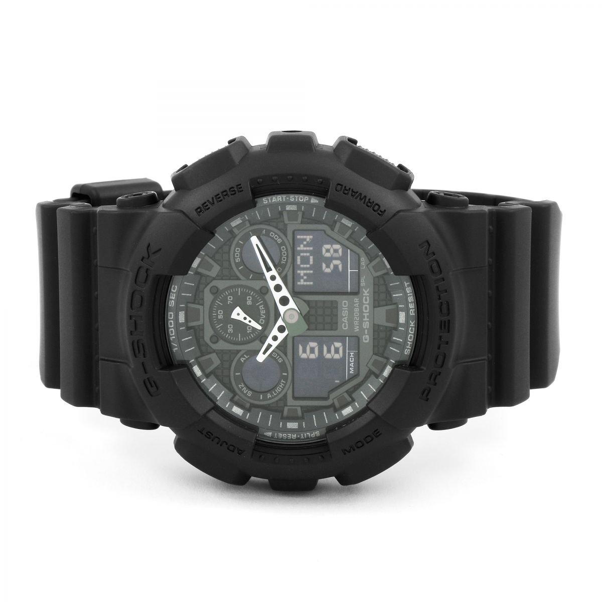 Black And Lcd - Casio - Mens G-Shock Alarm Chronograph Watch GA-100-1A1ER - 4