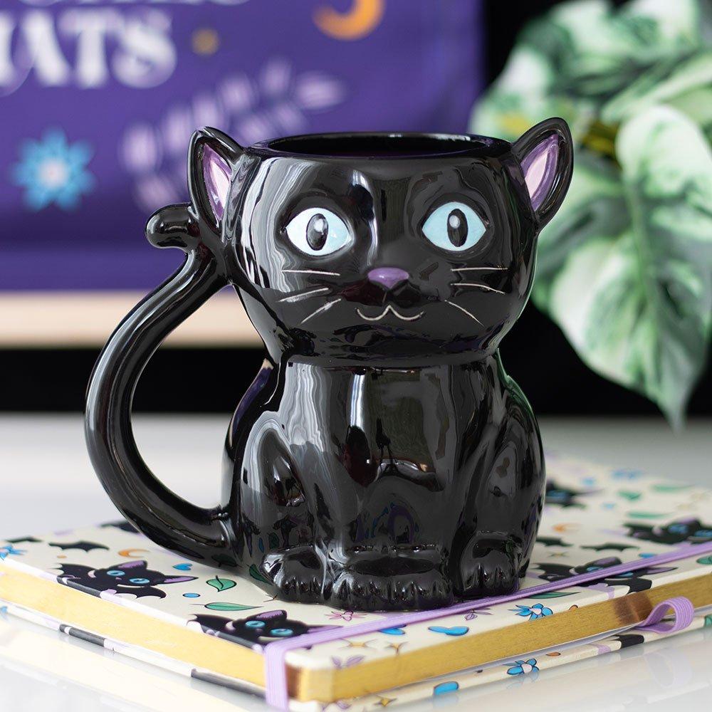 Something Different  Cute And Creepy Cat Mug Black
