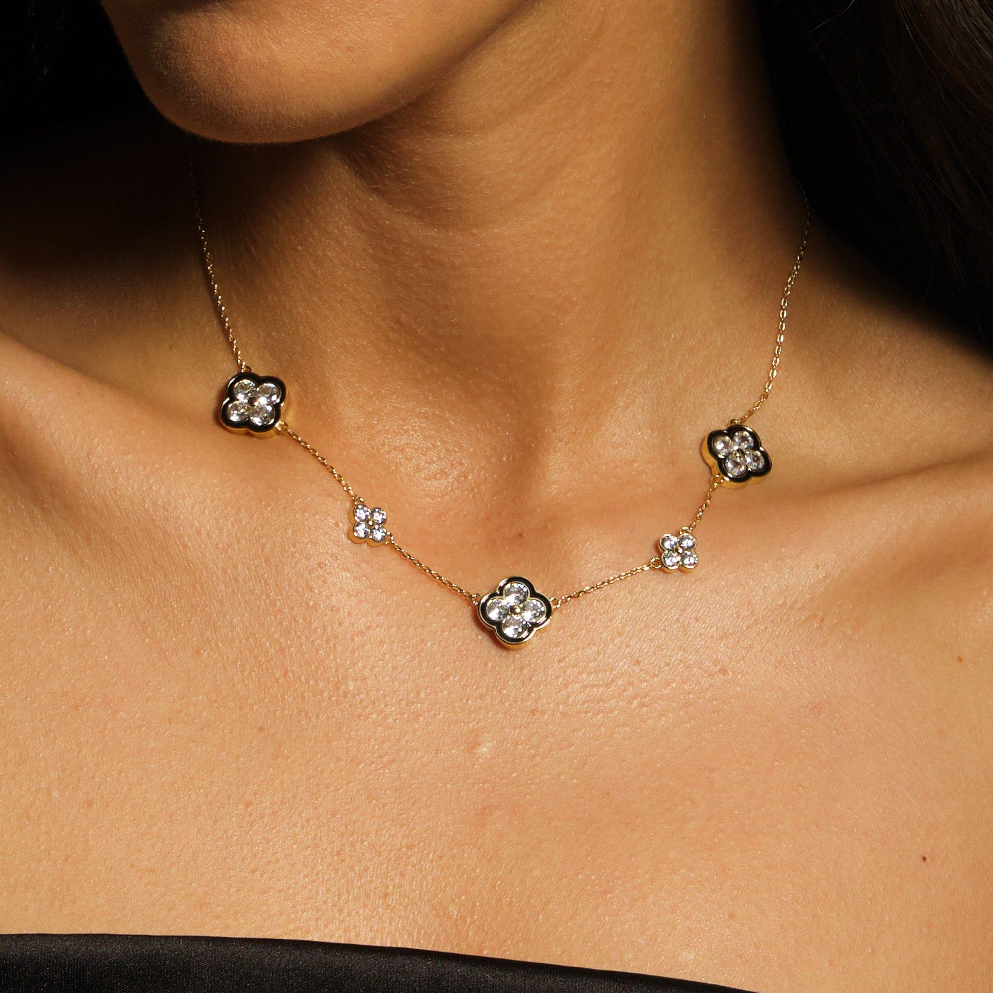 Gold - Jon Richard - 14K Gold Plated Jet Clover Necklace - Gift Box - 3
