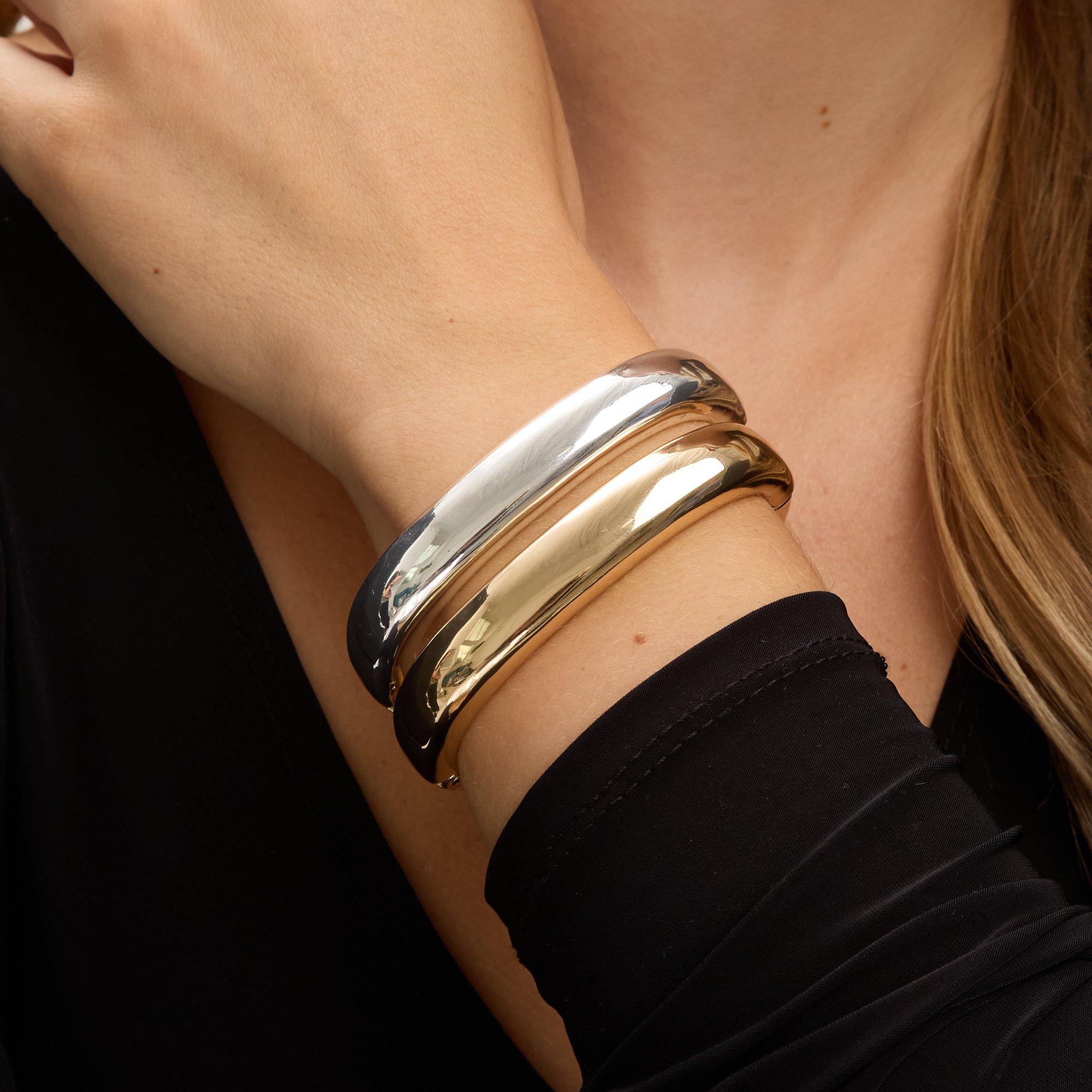 Gold - Jon Richard - Jon Richard Gold Plated Polished Rectanglar Bangle - 2