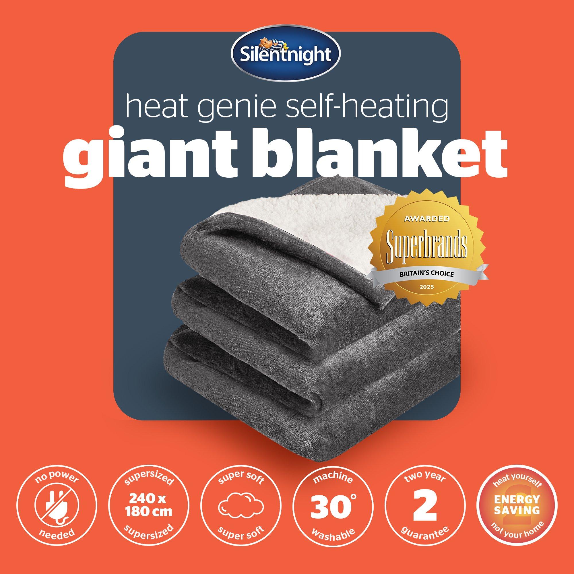 Grey - Silentnight - Heat Genie Self Heating Giant Blanket - 8
