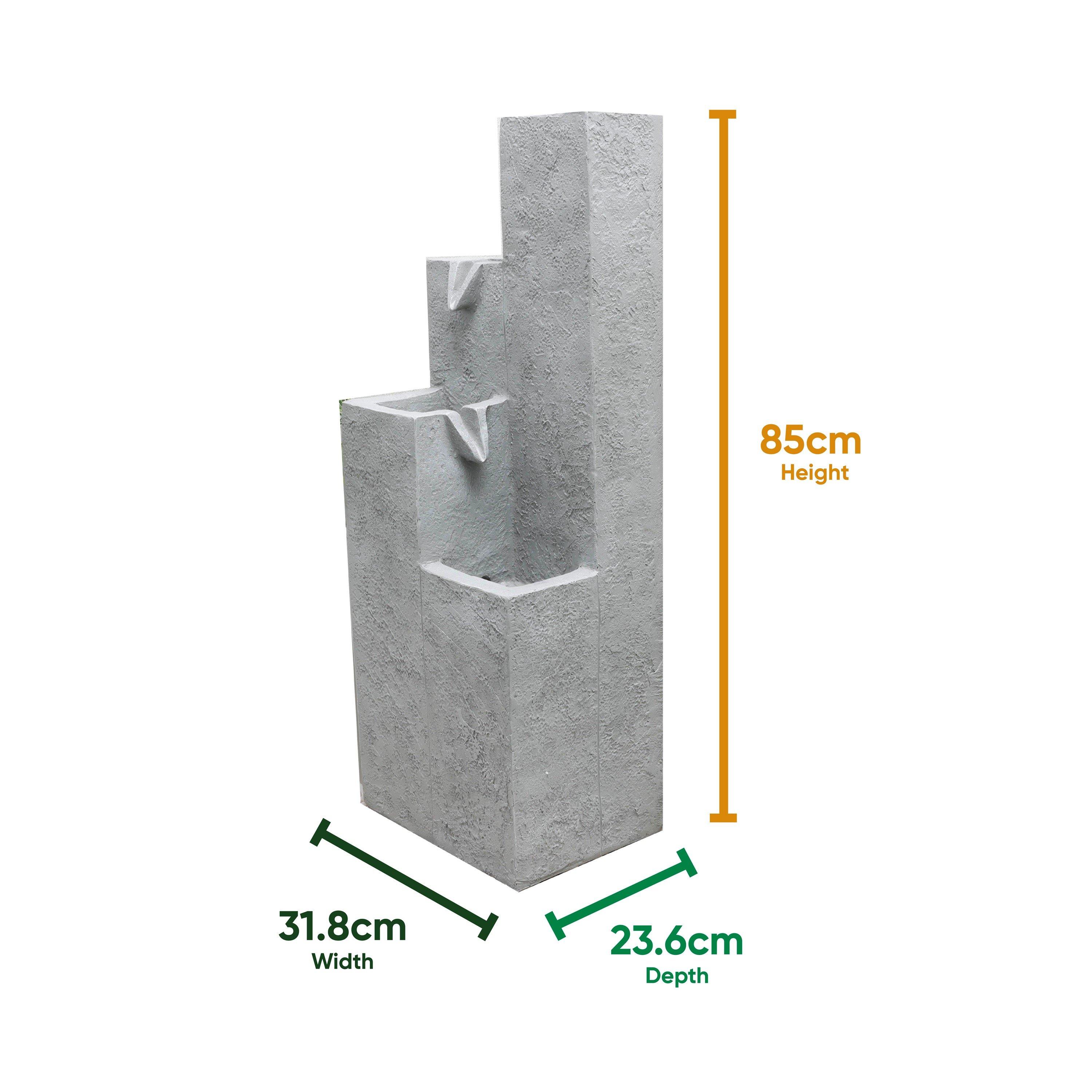 Grey - Streetwize - Solar Water Feature – Cubic Falls - 2