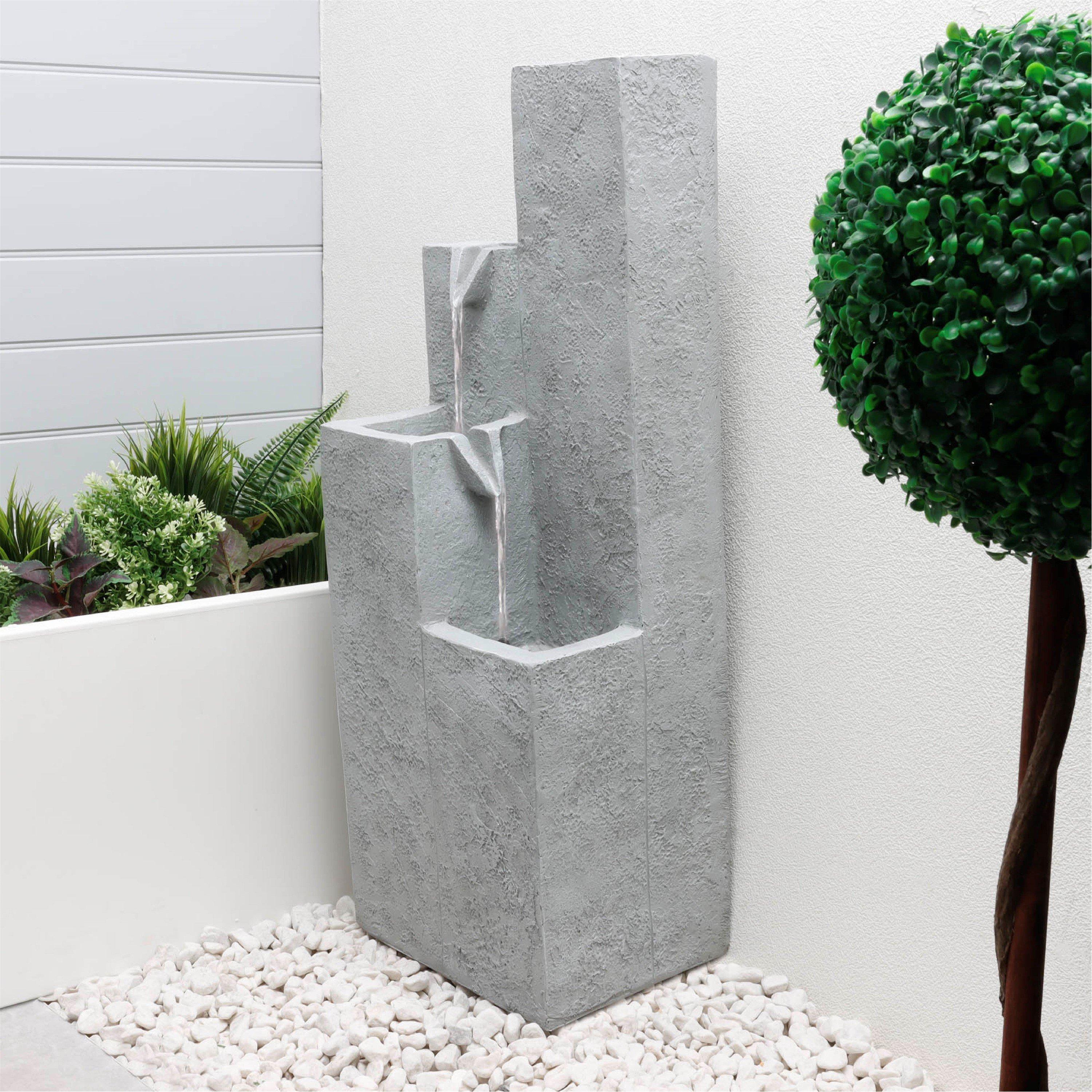 Grey - Streetwize - Solar Water Feature – Cubic Falls - 3