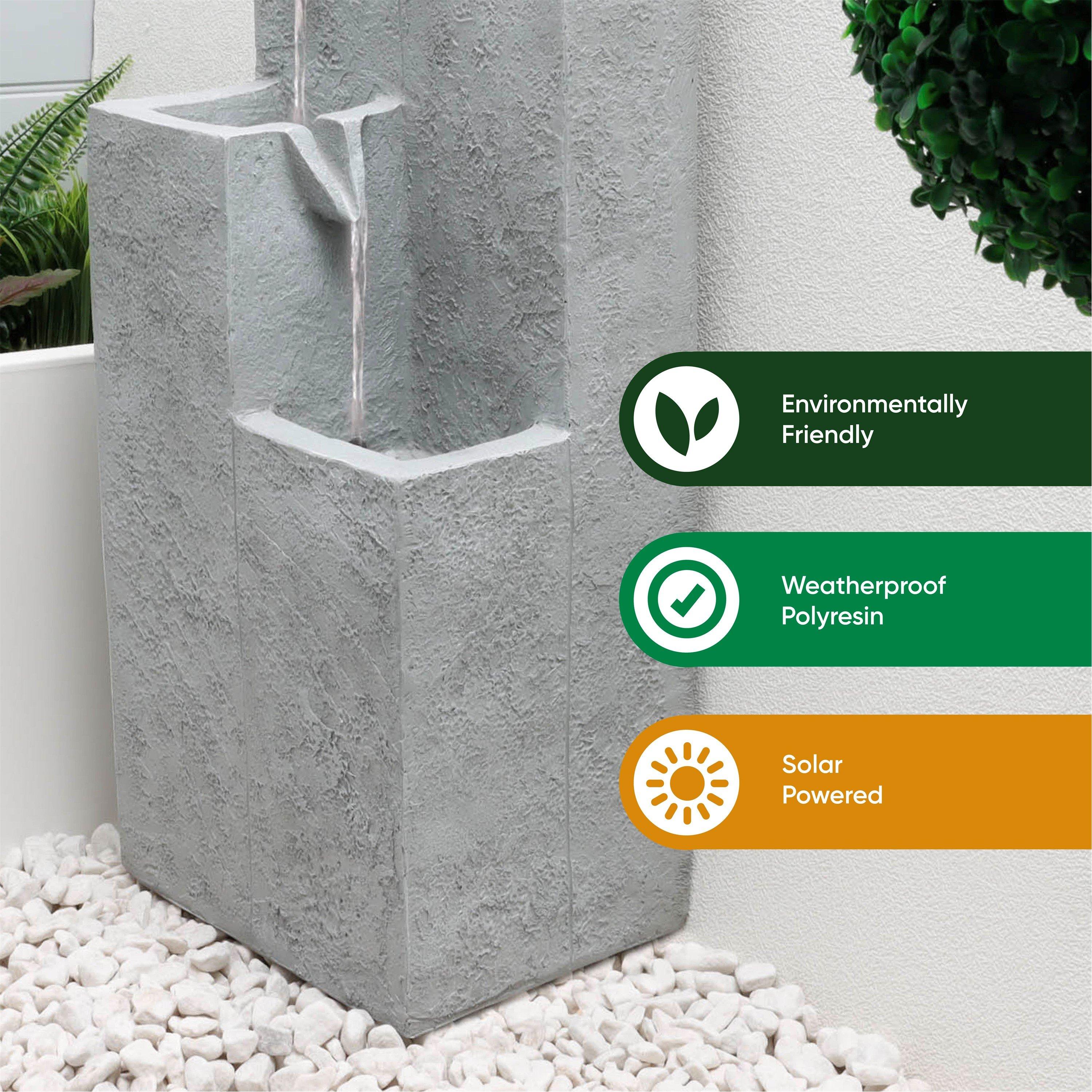 Grey - Streetwize - Solar Water Feature – Cubic Falls - 4