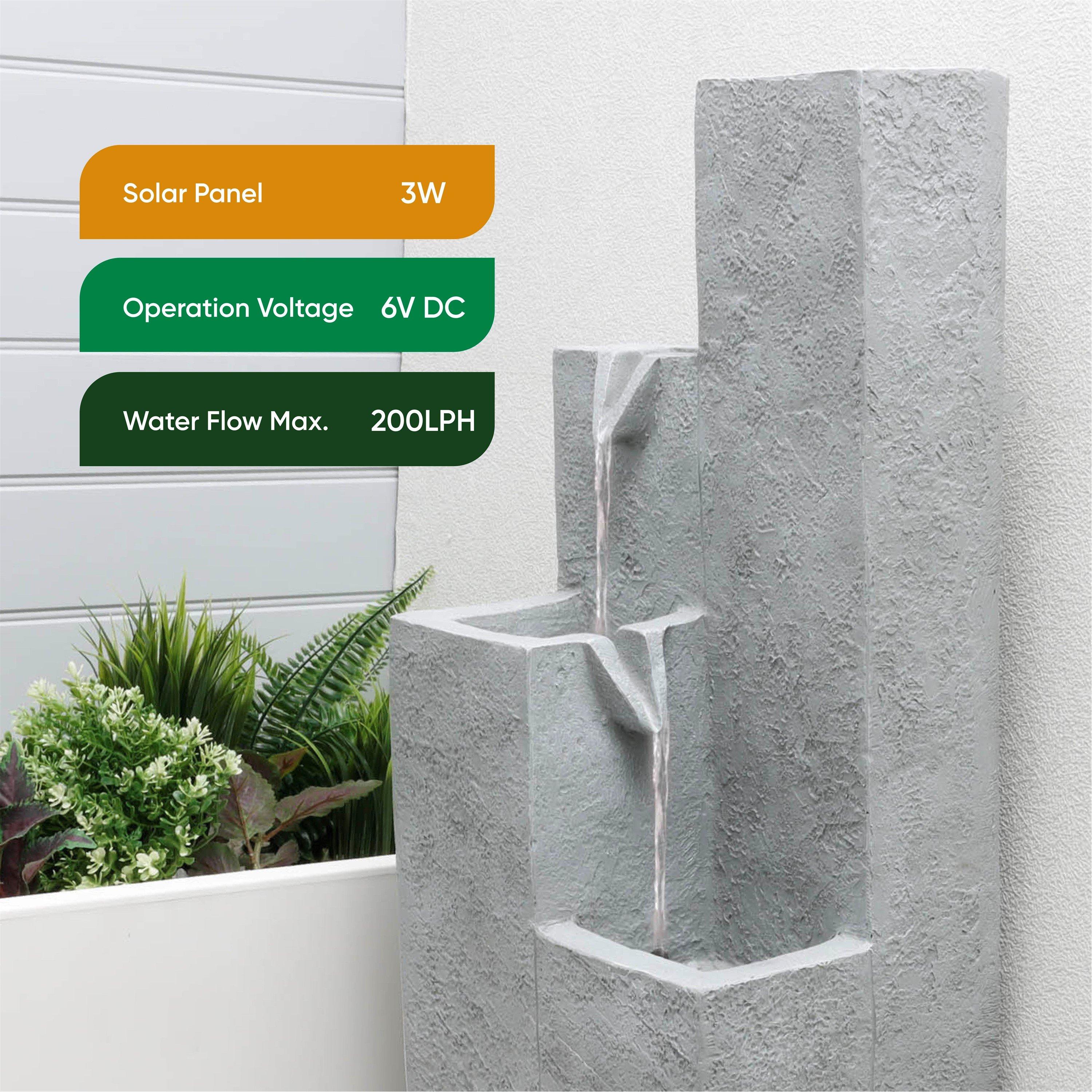 Grey - Streetwize - Solar Water Feature – Cubic Falls - 6
