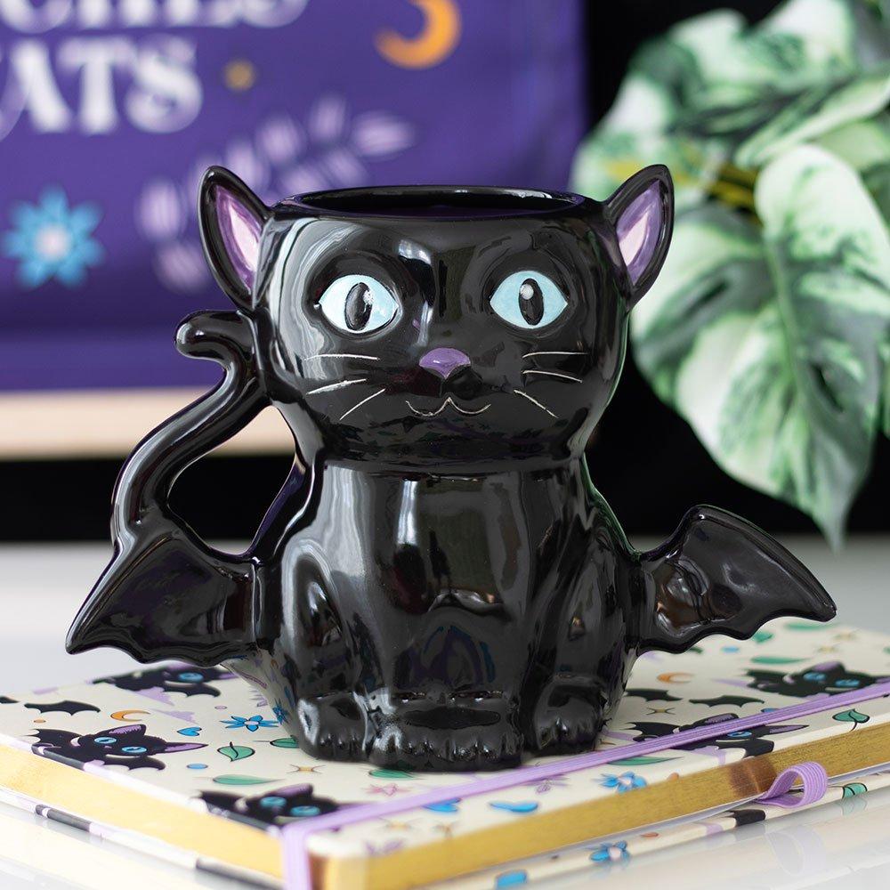 Something Different  Cute And Creepy Bat Cat Mug - Black
