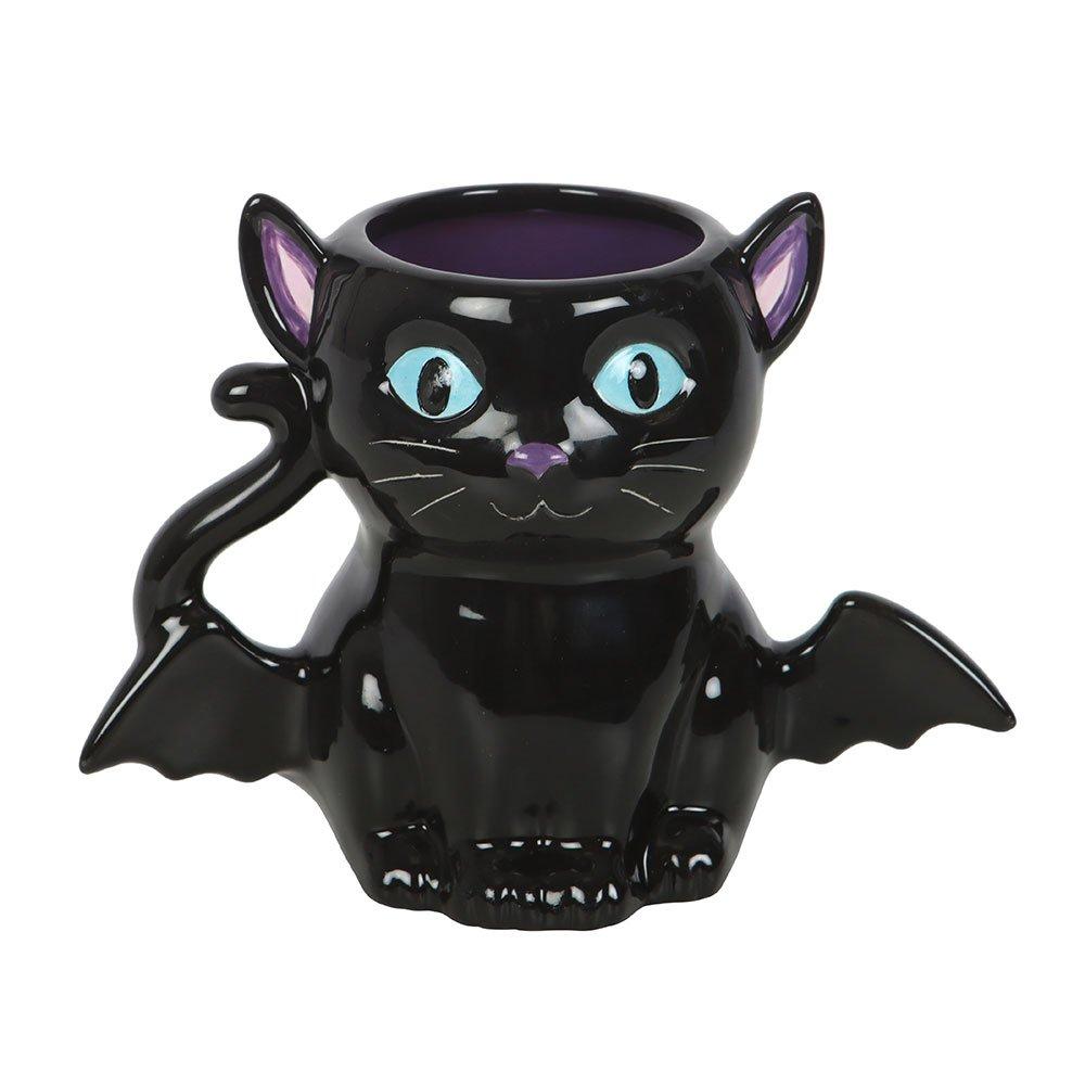 Black - Something Different - Cute and Creepy Bat Cat Mug - 2