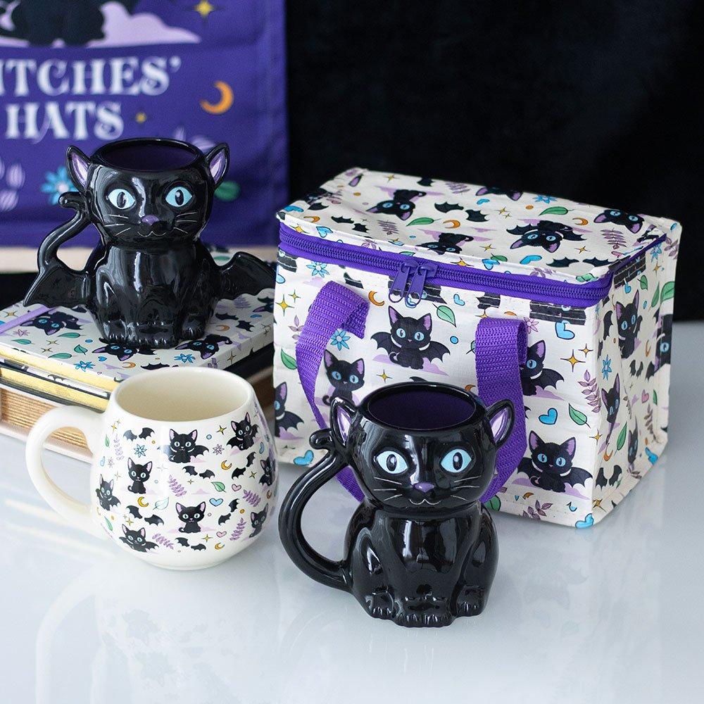 Black - Something Different - Cute and Creepy Bat Cat Mug - 5