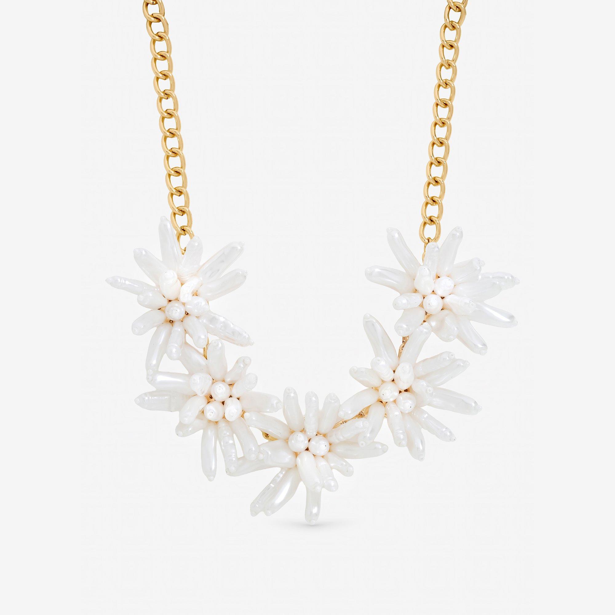 Gold - Mood - Statement Pearl Floral Neckalce