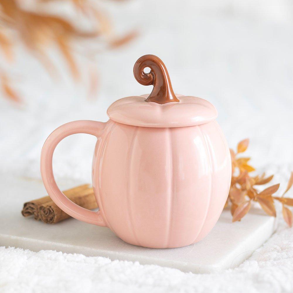 Pink - Something Different - Pink Curly Pumpkin Lidded Mug - 1