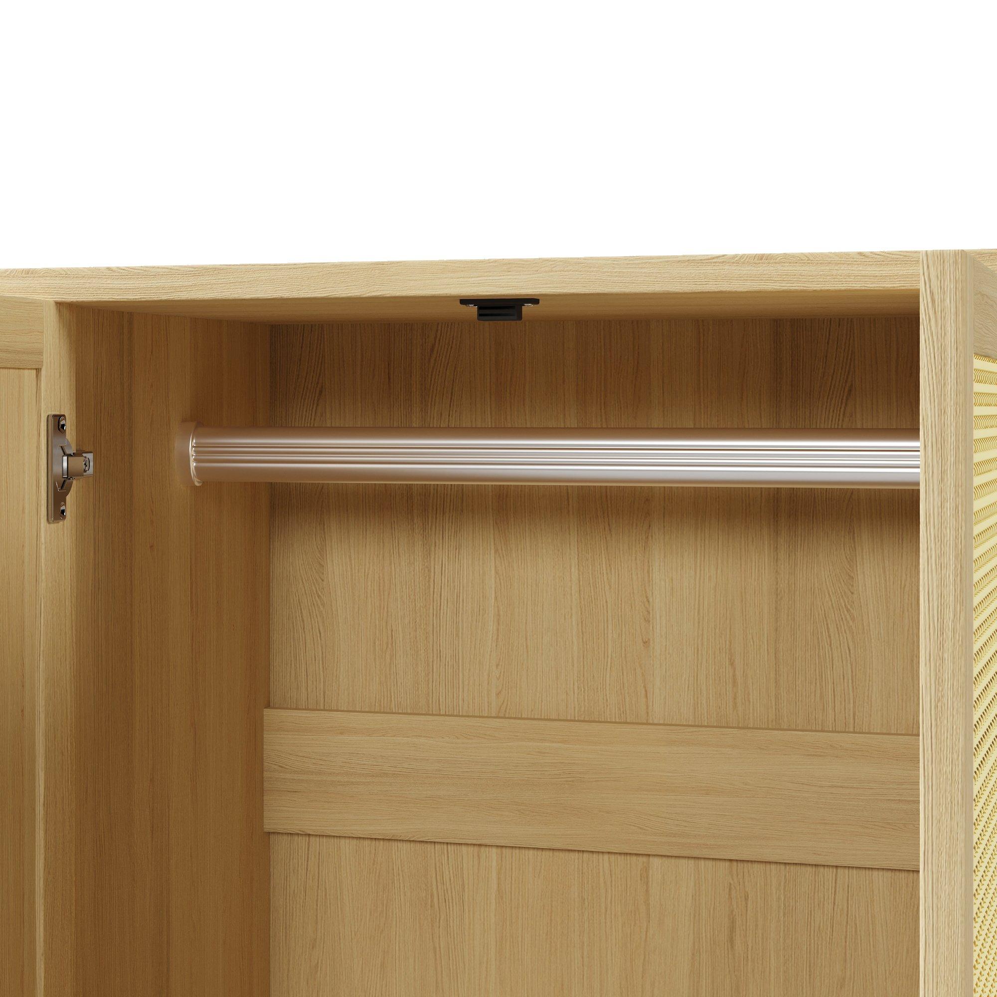 Oak - Urban Meuble - 2-Door Rattan Wardrobe with Drawers - 13