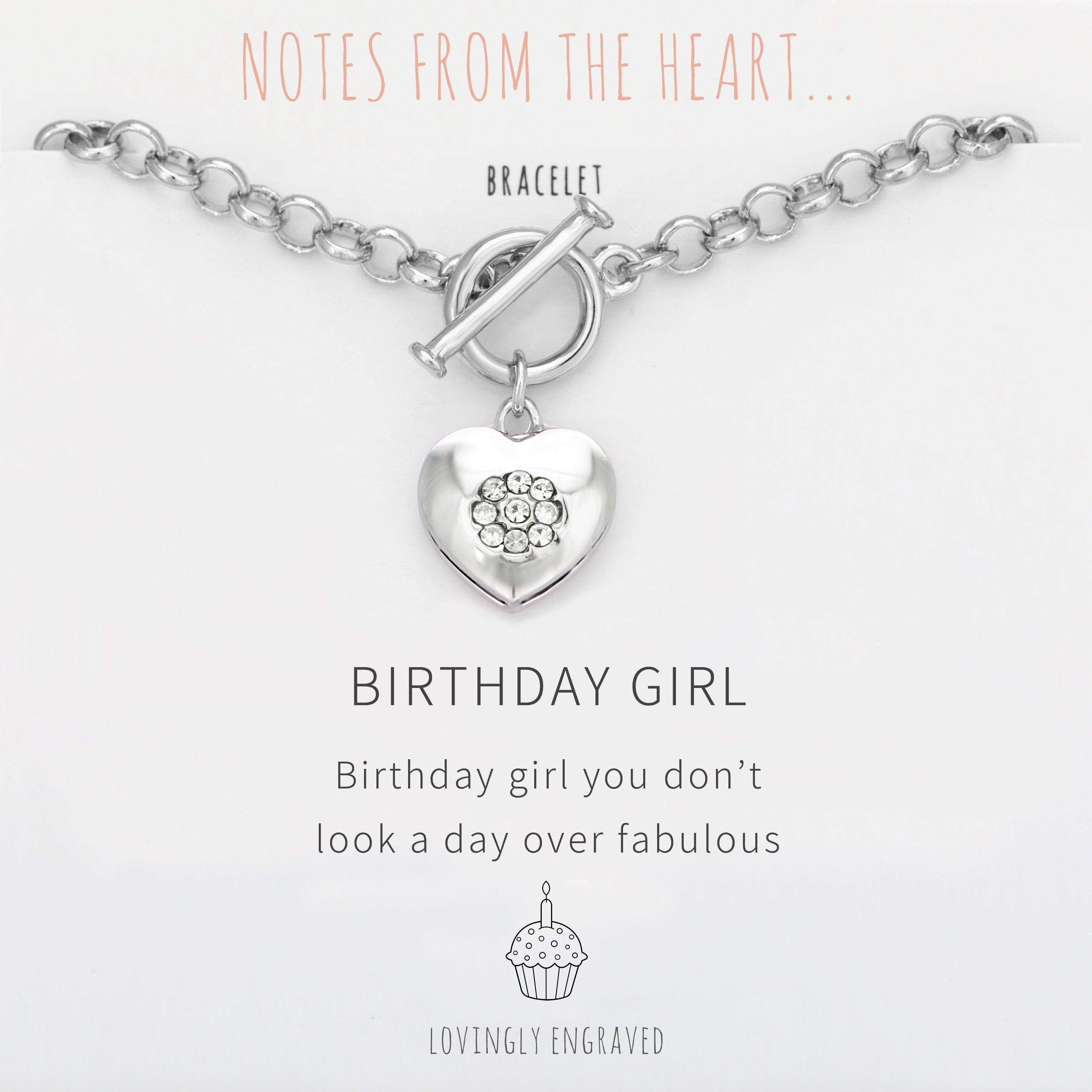 Silver - Notes From The Heart - NFTH BIRTHDAY GIRL Heart Engraved Bracelet