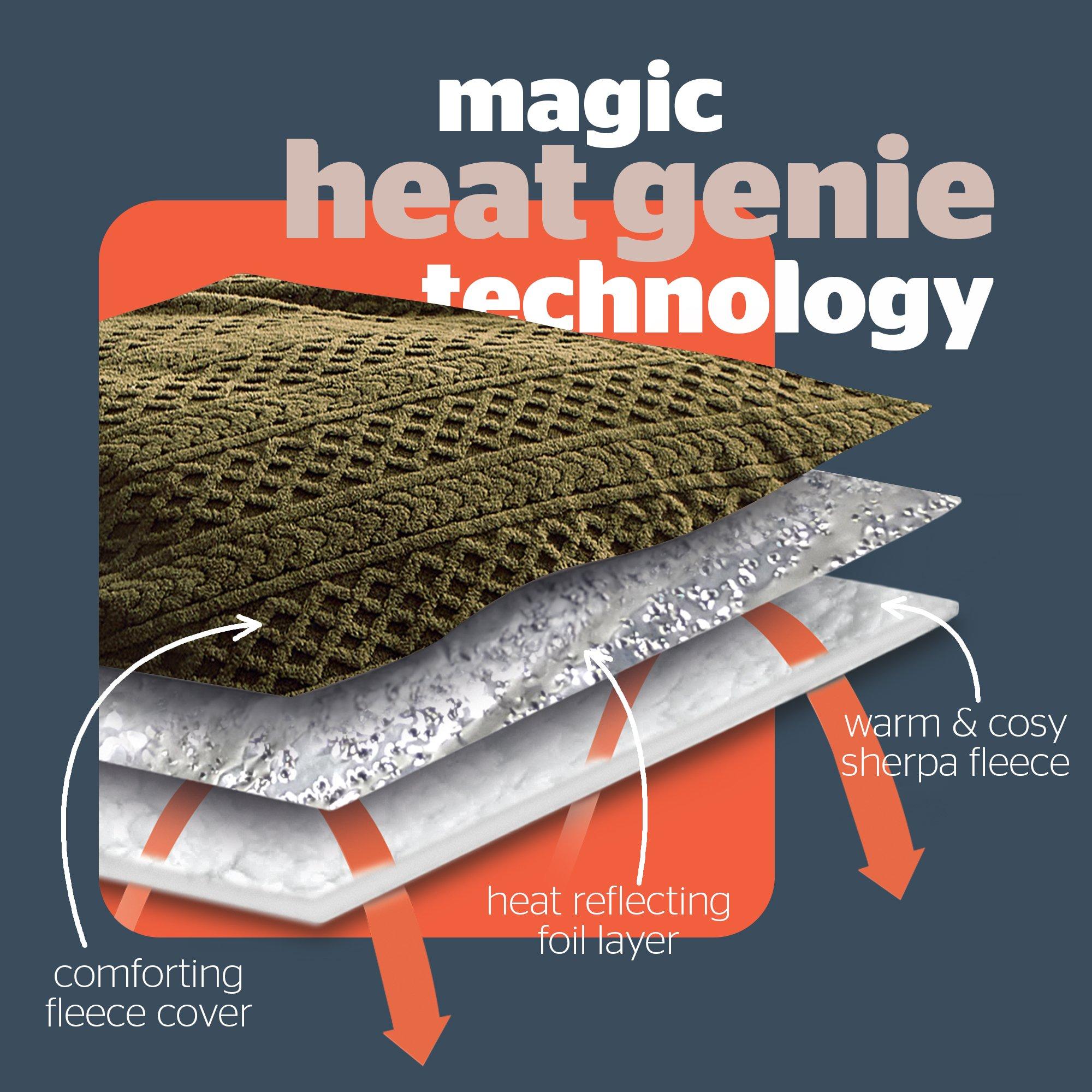 Olive - Silentnight - Heat Genie Self Heating Giant Cable Knit Blanket - 5